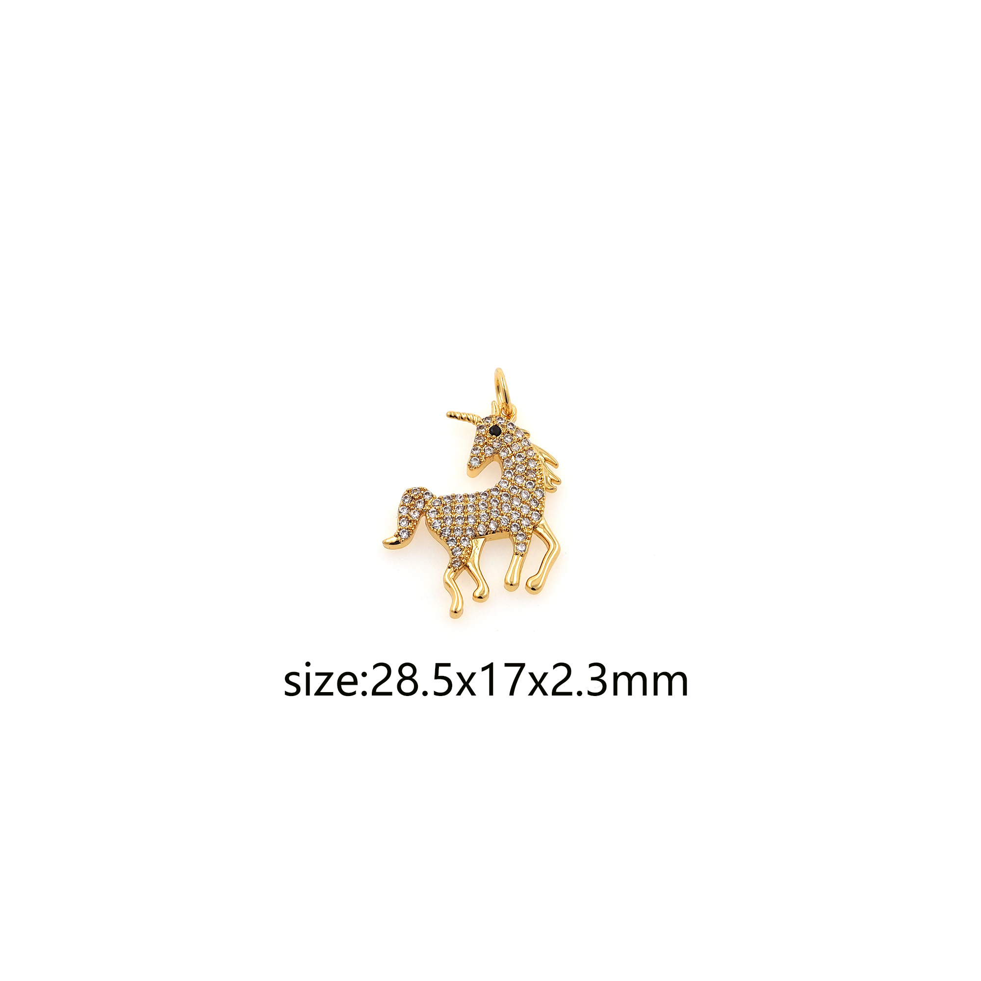 18K Gold Filled Unicorn Pendant,CZ Micro Pave Unicorn Charm Earrings Necklace for DIY Jewelry Making Supply