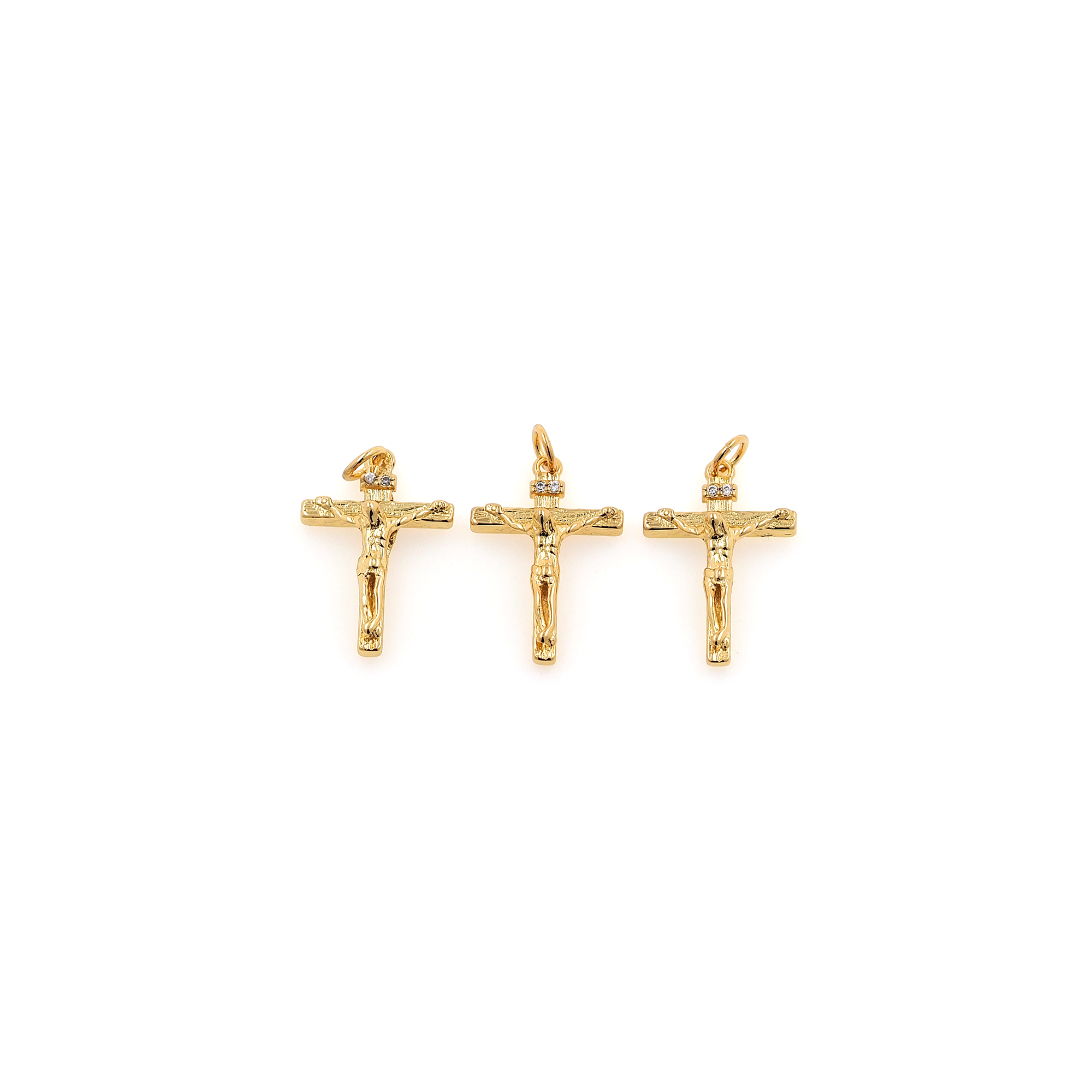 18K Gold Filled Cross Pendant,Religious Charm Earrings Necklace for DIY Jewelry Making Supply