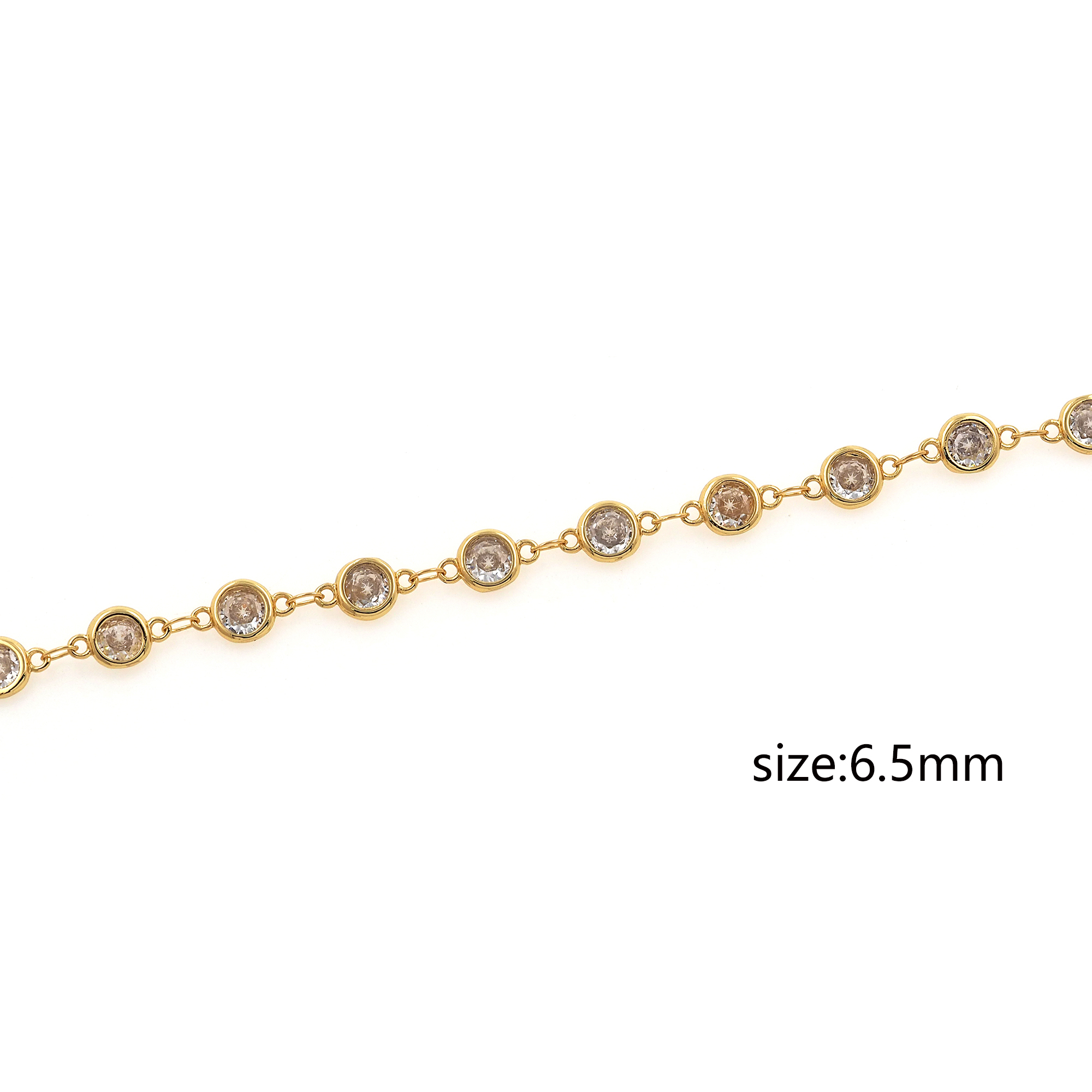 18K Gold Filled Round CZ Chain,Minimalist Chains,Tennis Chain,Zirconia Chain,Thin Link Chain Necklace for Women DIY Jewelry Making Supply