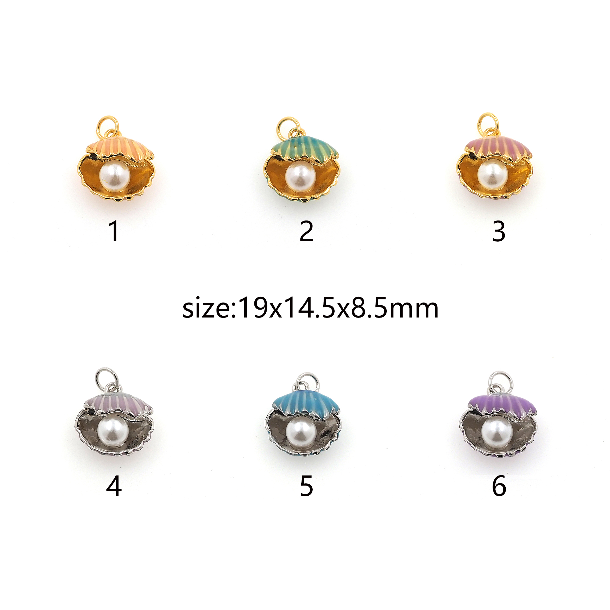 18K Gold Filled Shell Pendant,Enamel Scallop Charm Earrings Necklace for DIY Jewelry Making Supply