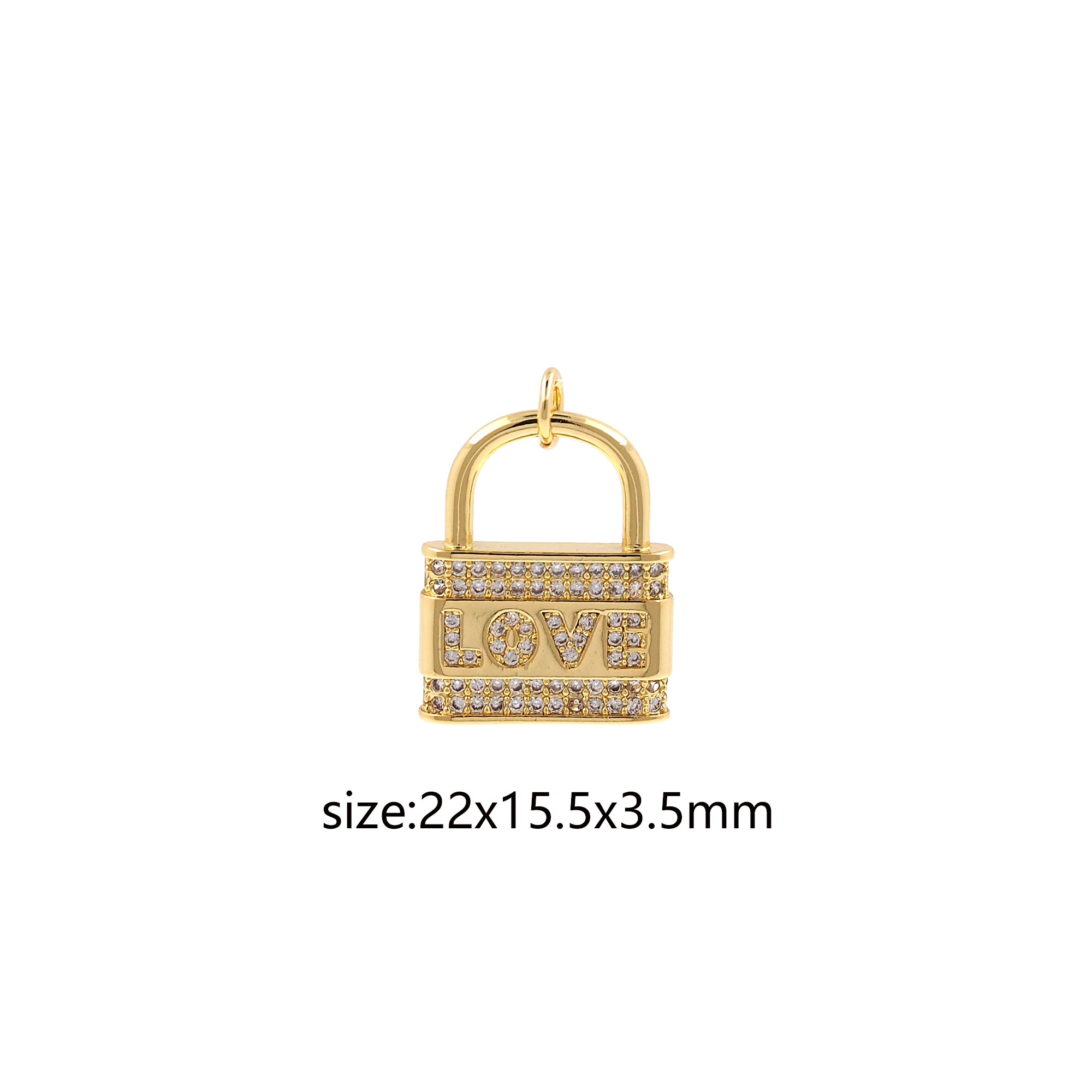 18K Gold Filled Lock Pendant,CZ Micro Pave Lock Charm Earrings Necklace for DIY Jewelry Making Supply