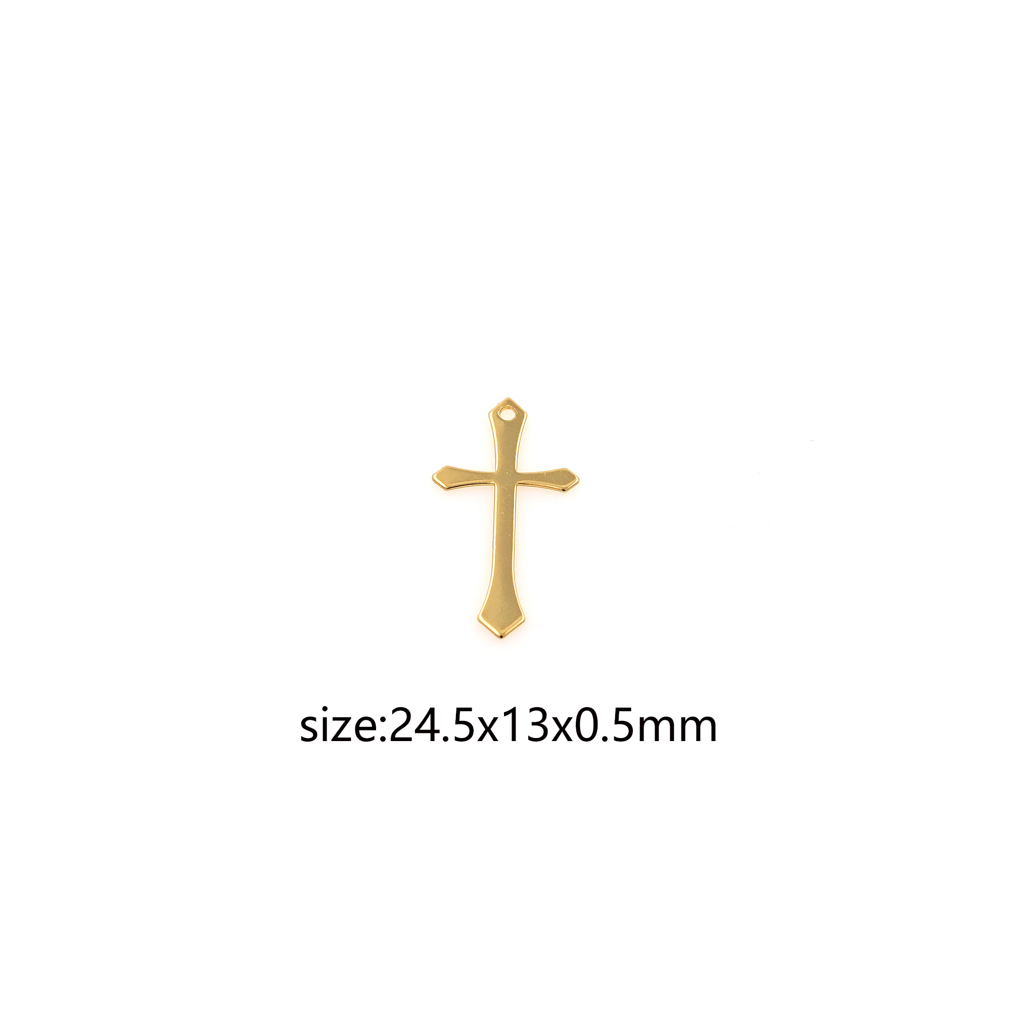 18K Gold Filled Cross Pendant,Religious Charm Earrings Necklace for DIY Jewelry Making Supply