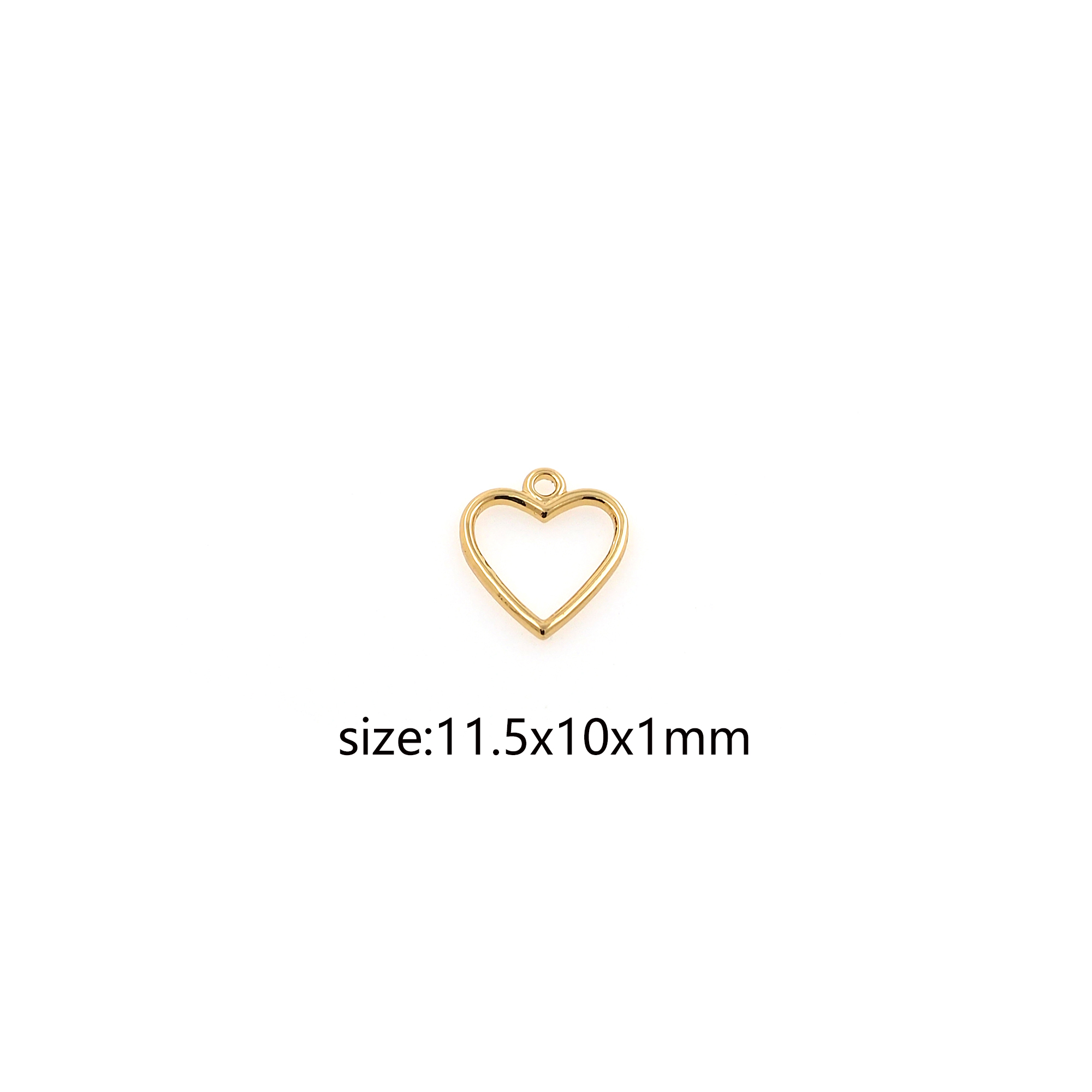 18K Gold Filled Heart Pendant,Tiny Heart Charm Earrings Necklace for DIY Jewelry Making Supply