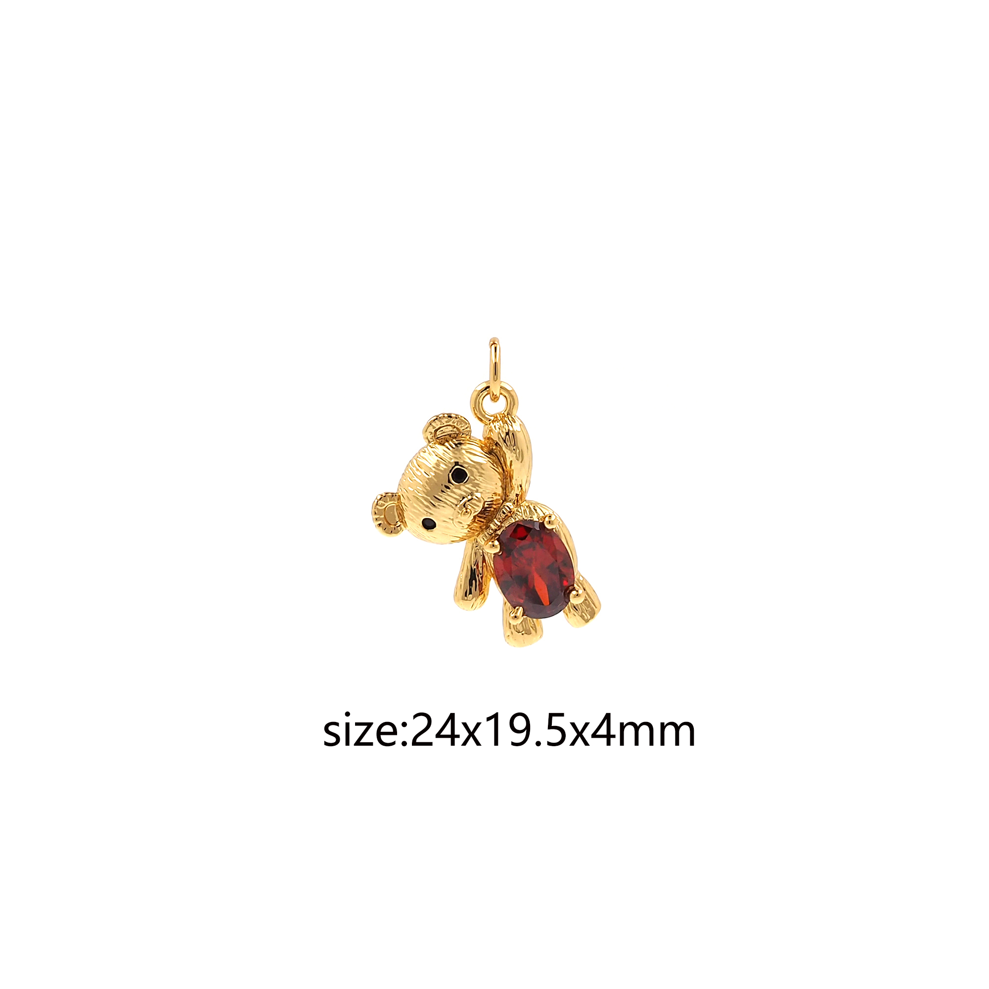 18K Gold Filled Bear Pendant,CZ Micro Pave Bear Chamr Earrings Necklace for DIY Jewelry Making Supply