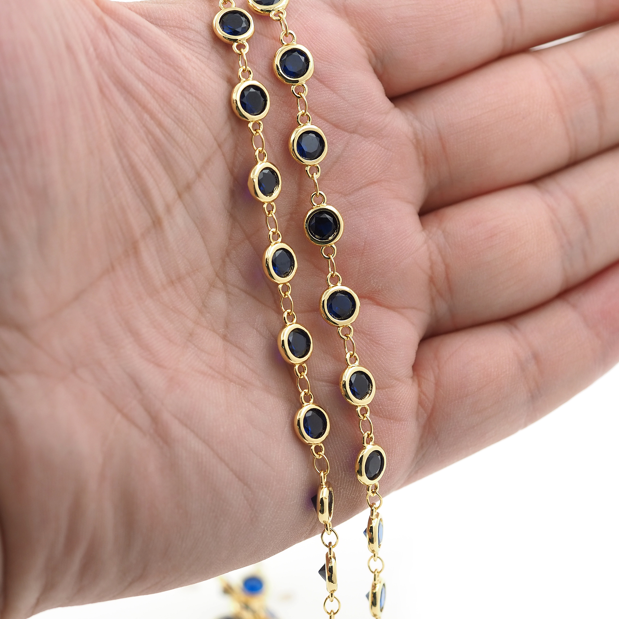 18K Gold Filled Round CZ Chain,Minimalist Chains,Tennis Chain,Zirconia Chain,Thin Link Chain Necklace for Women DIY Jewelry Making Supply