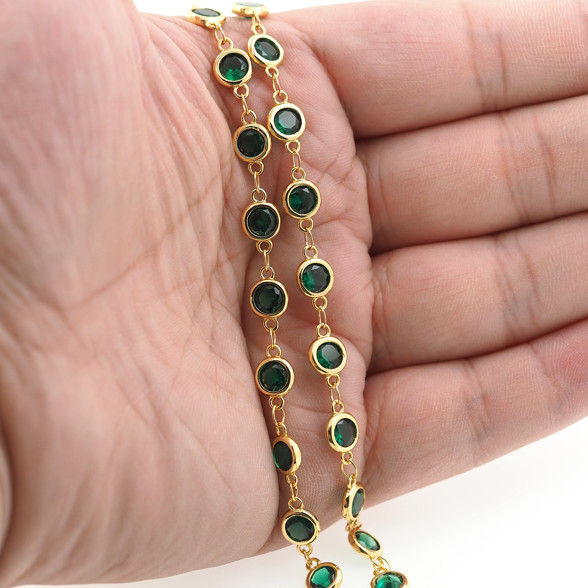 18K Gold Filled Round CZ Chain,Minimalist Chains,Tennis Chain,Zirconia Chain,Thin Link Chain Necklace for Women DIY Jewelry Making Supply