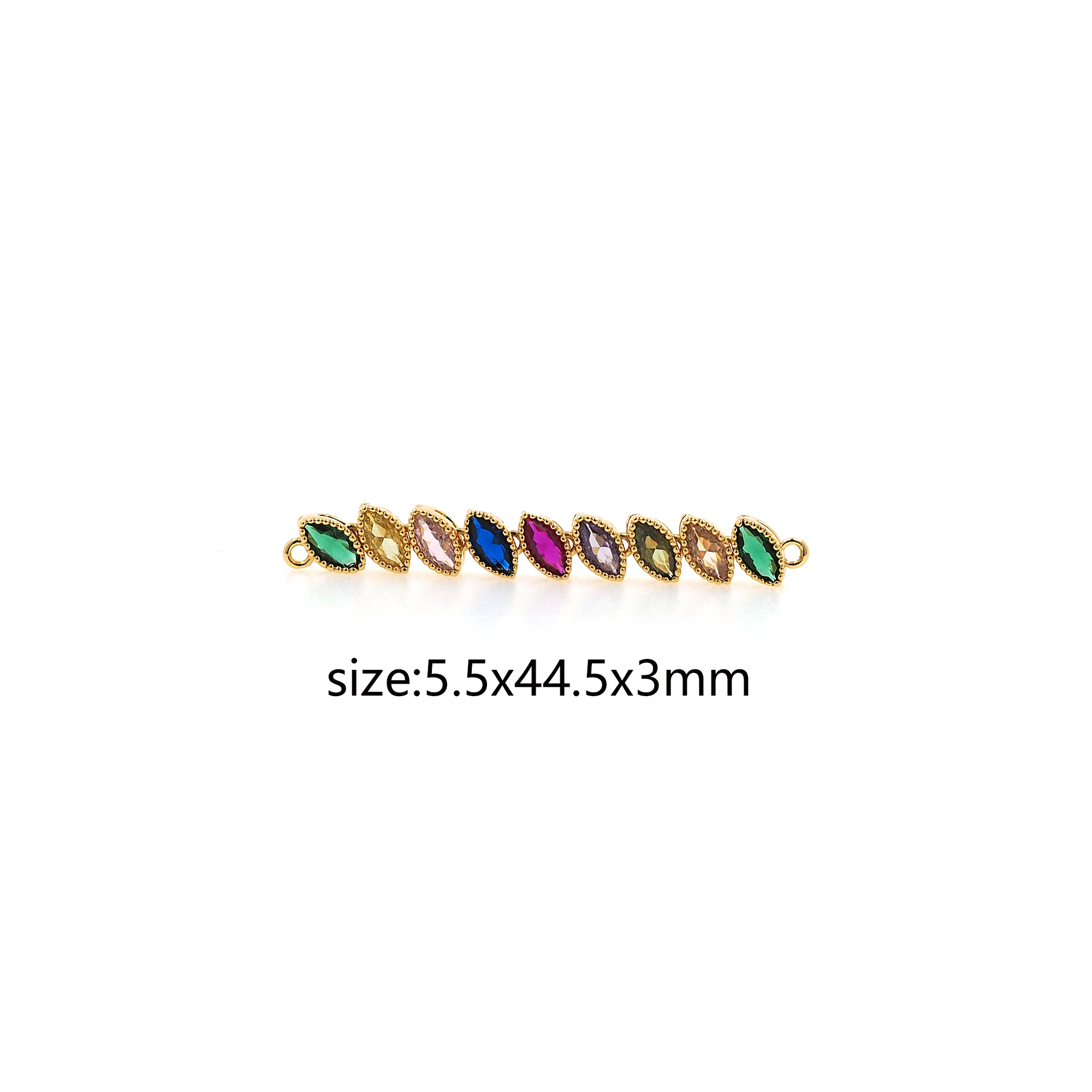 18K Gold Filled Leaf Connector,Tennis Connector,CZ Micro Pave Bar Necklace Bracelet for DIY Jewelry Making Supply