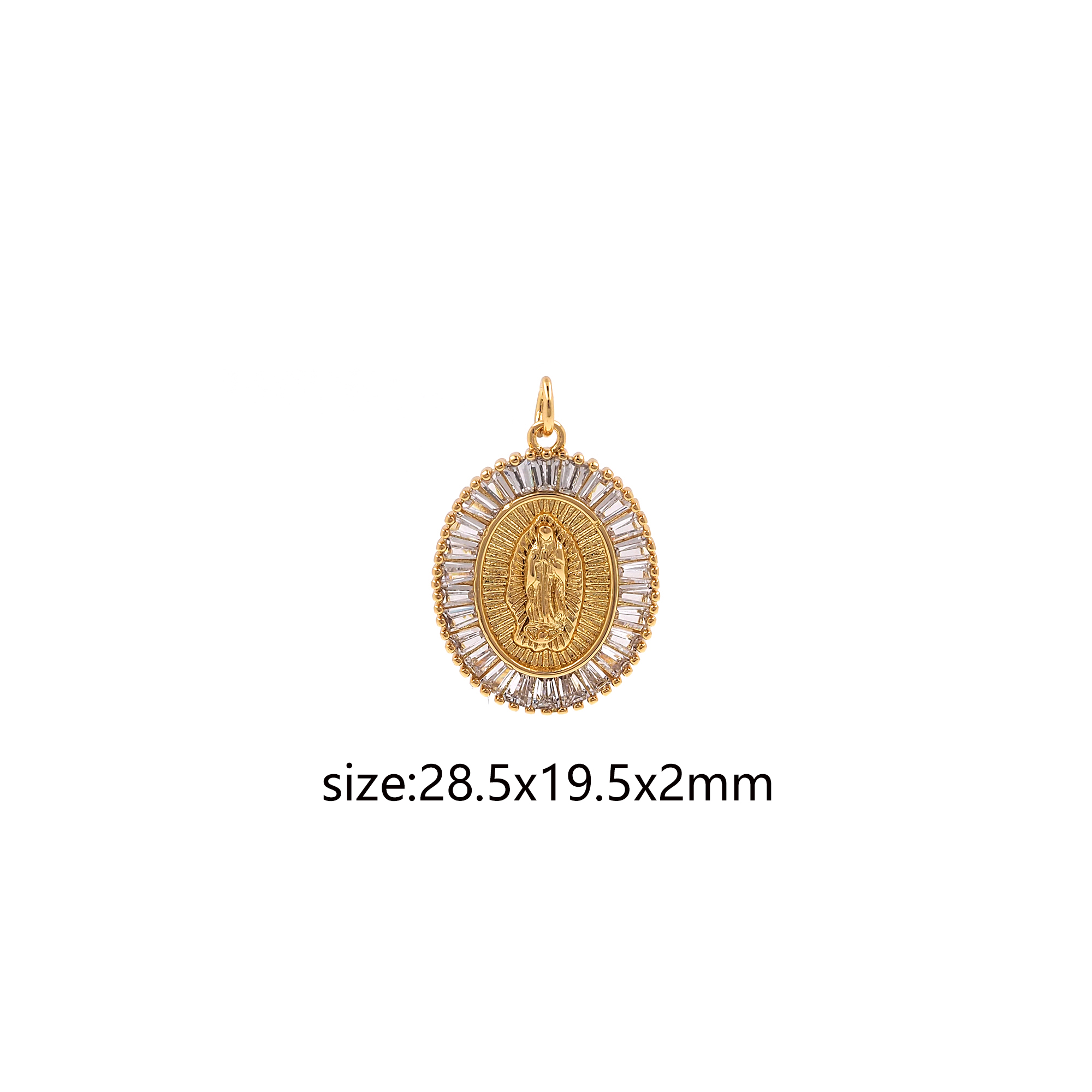 18K Gold Filled Virgin Mary Pendant,Religious Chamr,CZ Micro Pave Virgin Mary Earrings Necklace for DIY Jewelry Making Supply