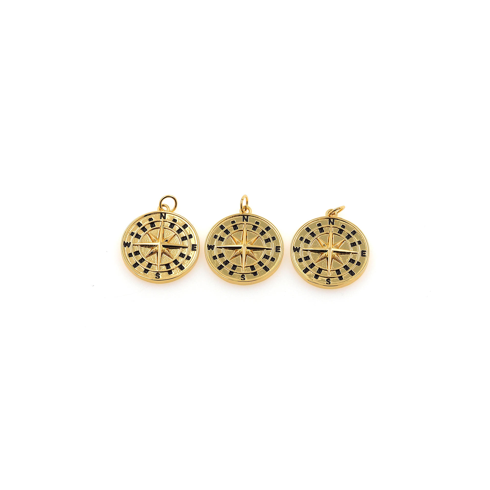 18K Gold Filled Compass Pendant,Dainty Compass Charm Earrings Necklace for DIY Jewelry Making Supply