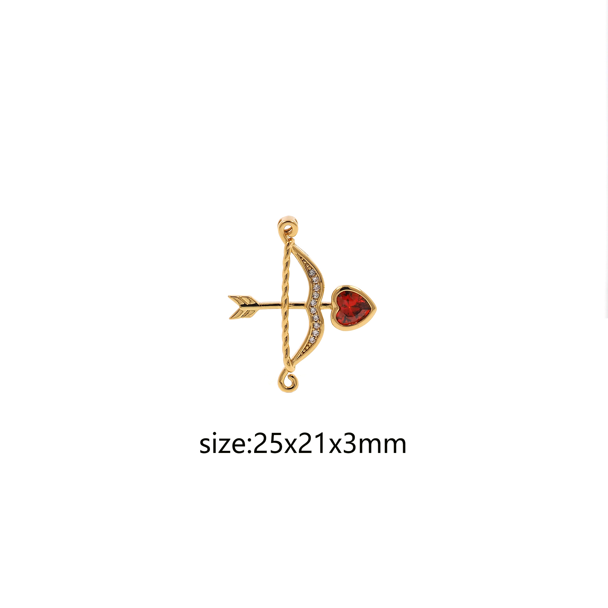 18K Gold Filled Bow Arrow Pendant,CZ Micro Pave Bow Arrow Charm Earrings Necklace for DIY Jewelry Making Supply