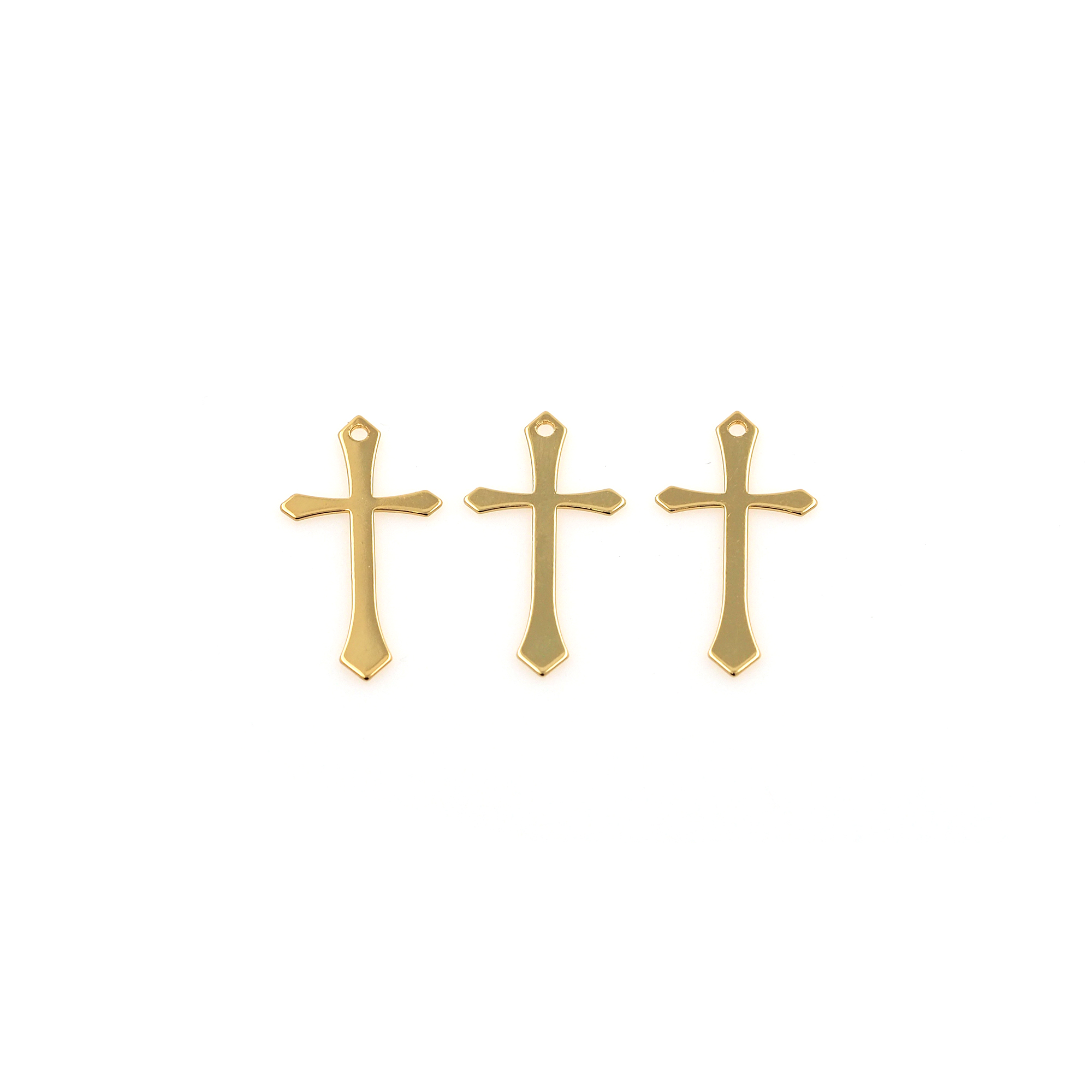 18K Gold Filled Cross Pendant,Religious Charm Earrings Necklace for DIY Jewelry Making Supply