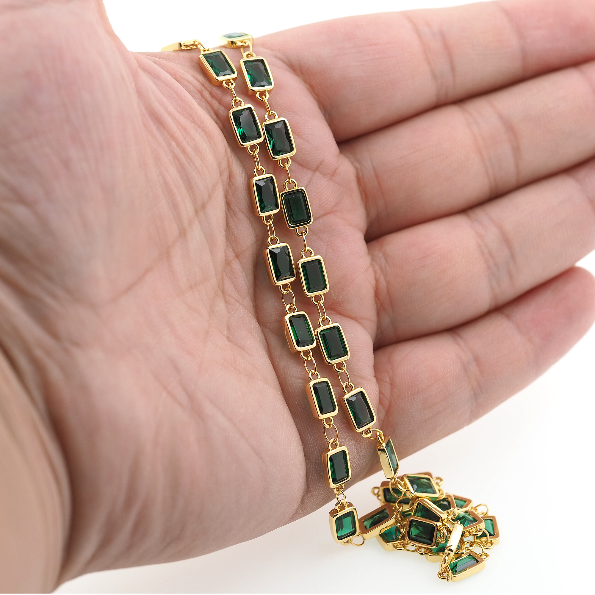 18K Gold Filled Rectangle Chain,Minimalist Chains,Tennis Chain,Zirconia Chain,Thin Link Chain Necklace for Women DIY Jewelry Making Supply