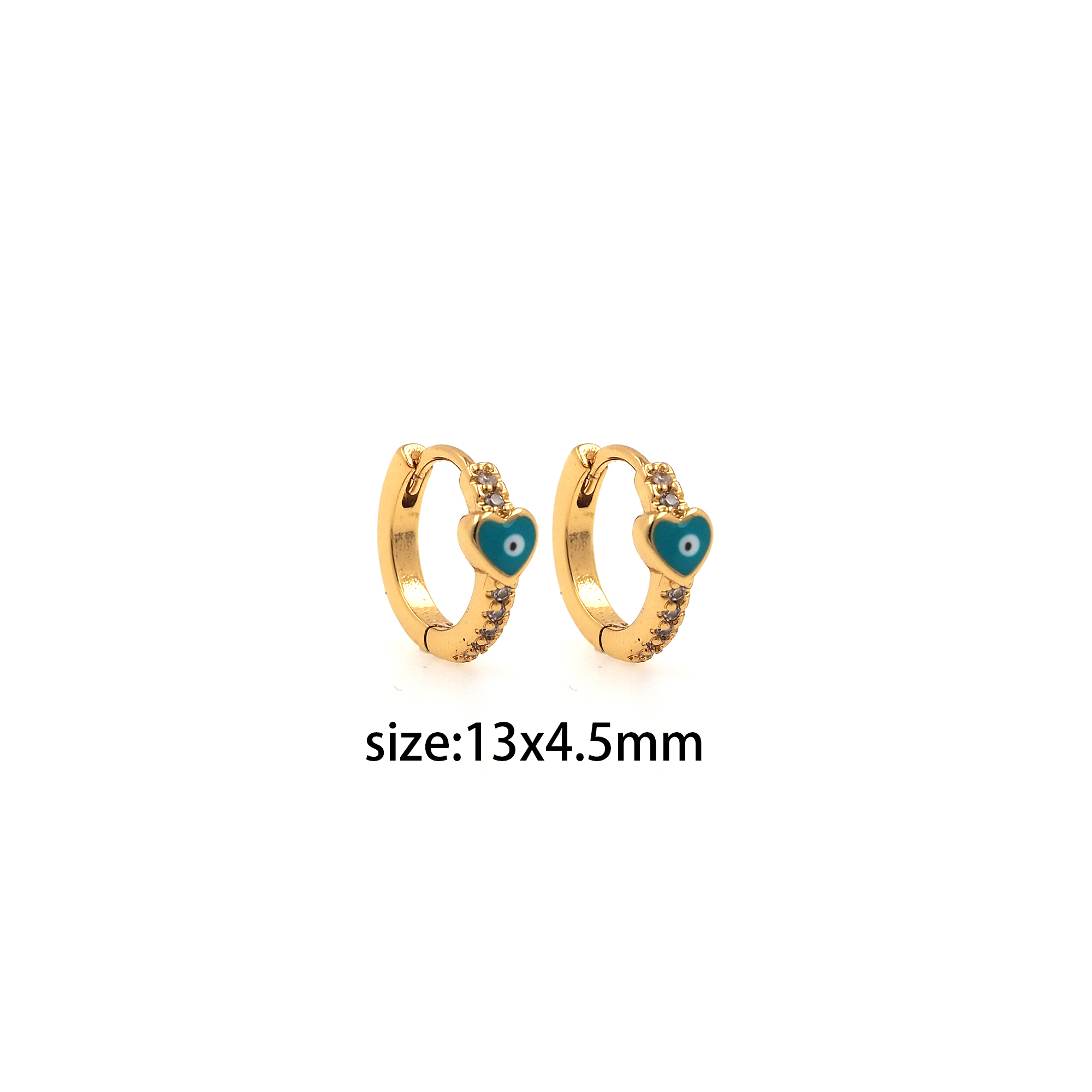 18K Gold Filled Evil Eye Hoops,CZ Earrings,Heart Eye Enamel Earrings,Gold Hoop Earrings,Huggie Earrings