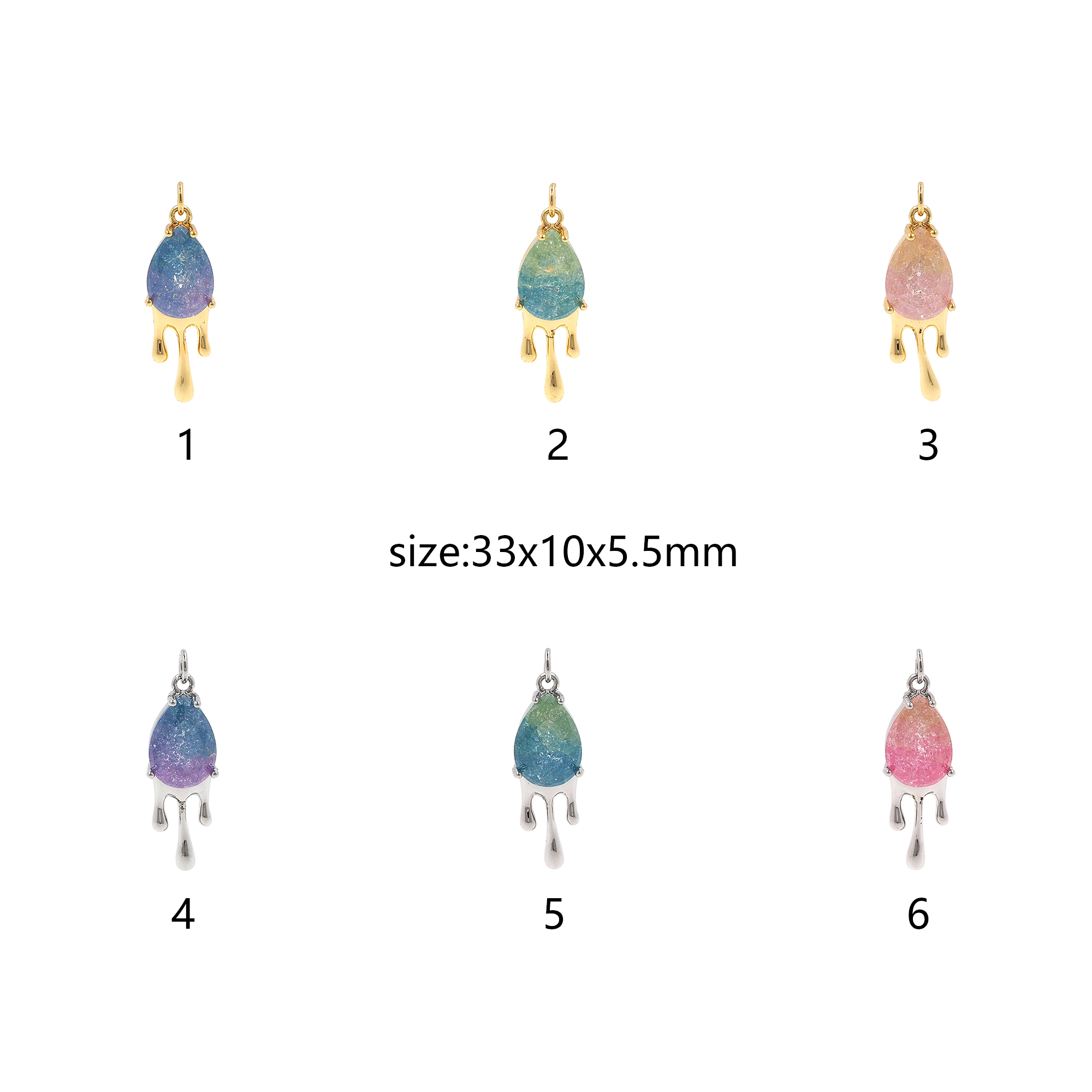 18K Gold Filled Teardrop Pendant,Teardrop Charm Earrings Necklace for DIY Jewelry Making Supply