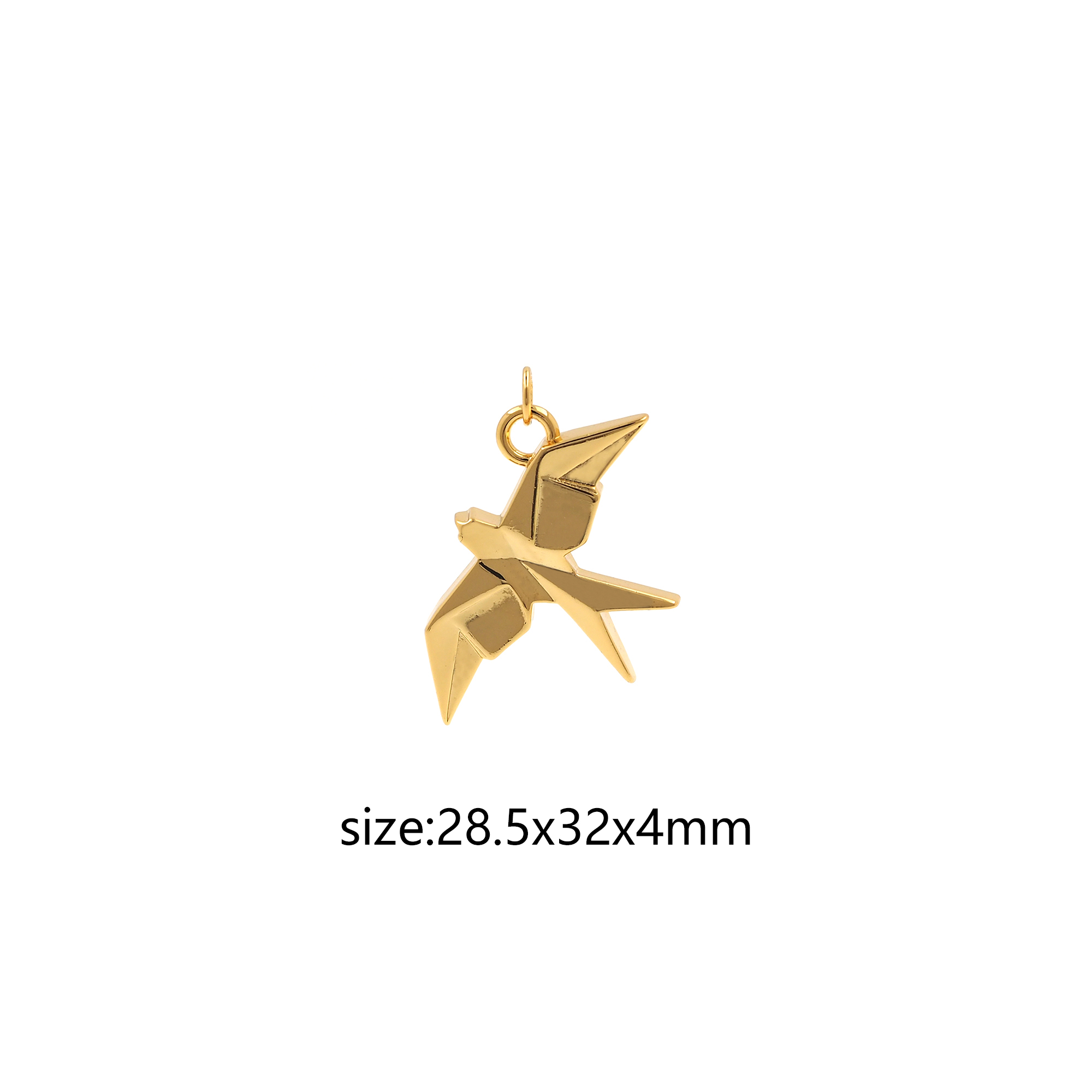 18K Gold Filled Paper Bird Pendant,Origami Charm,Bird Earrings Necklace for DIY Jewelry Making Supply
