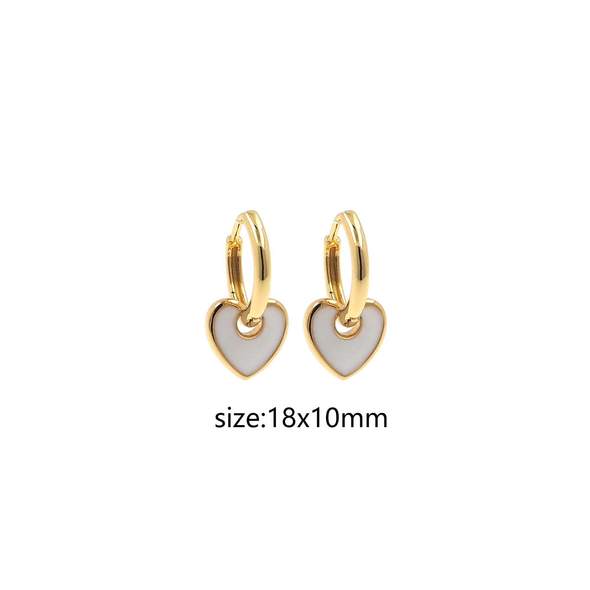 18K Gold Filled Heart Hoop Earrings,Enamel Heart Hoops,Dainty Drop Earrings,Gold Hoops