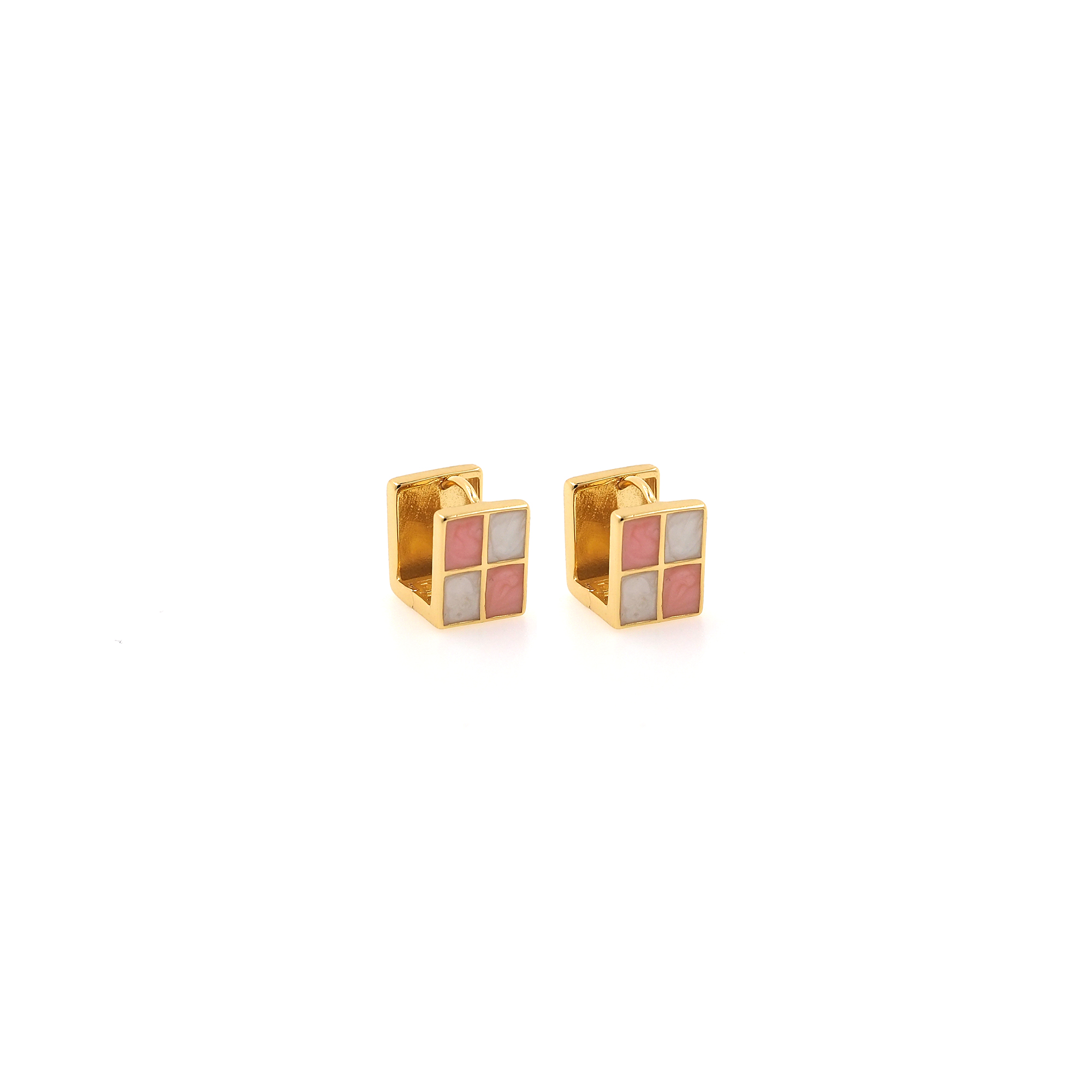18K Gold Filled Checkered Hoop Earrings,Enamel Plaid Earrings,Checkered Hoops,Minimalist Hoops Huggie
