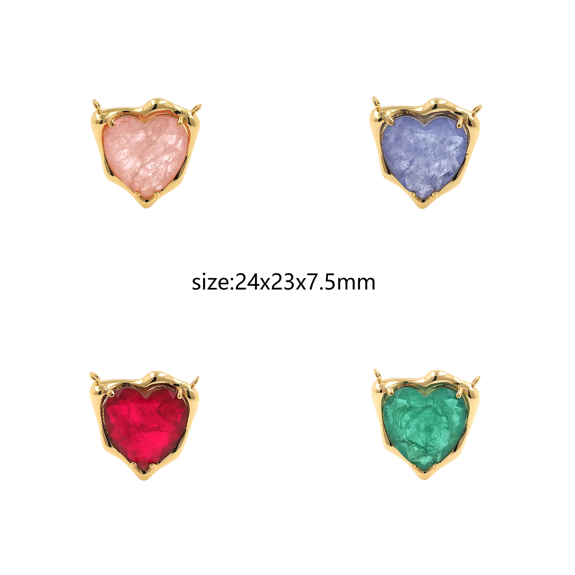 18K Gold Filled Heart Pendant,Love Heart Charm Earrings Necklace for DIY Jewelry Making Supply