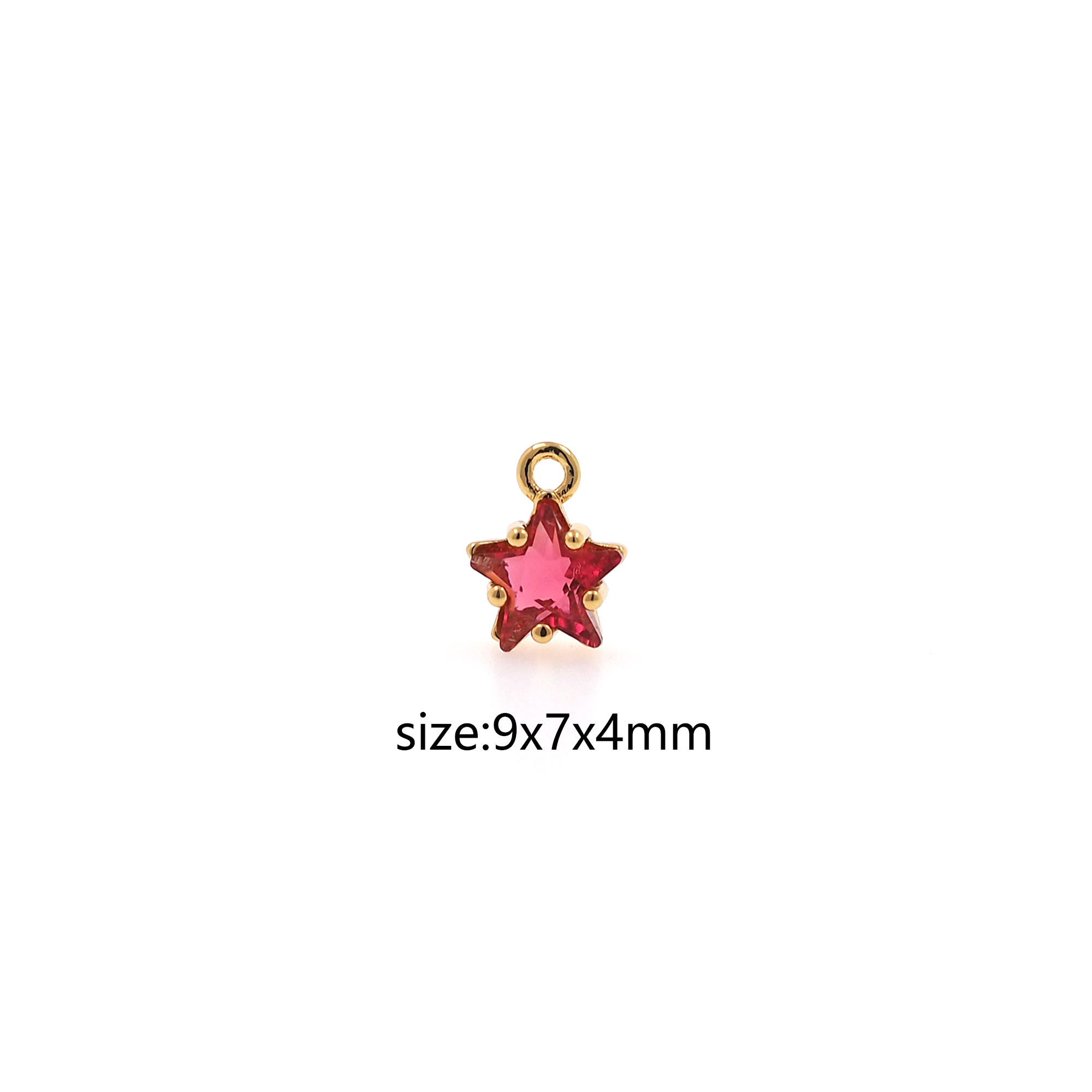 18K Gold Filled Star Pendant,Celestial Charm,Crystal Star Earrings Necklace for DIY Jewelry Making Supply