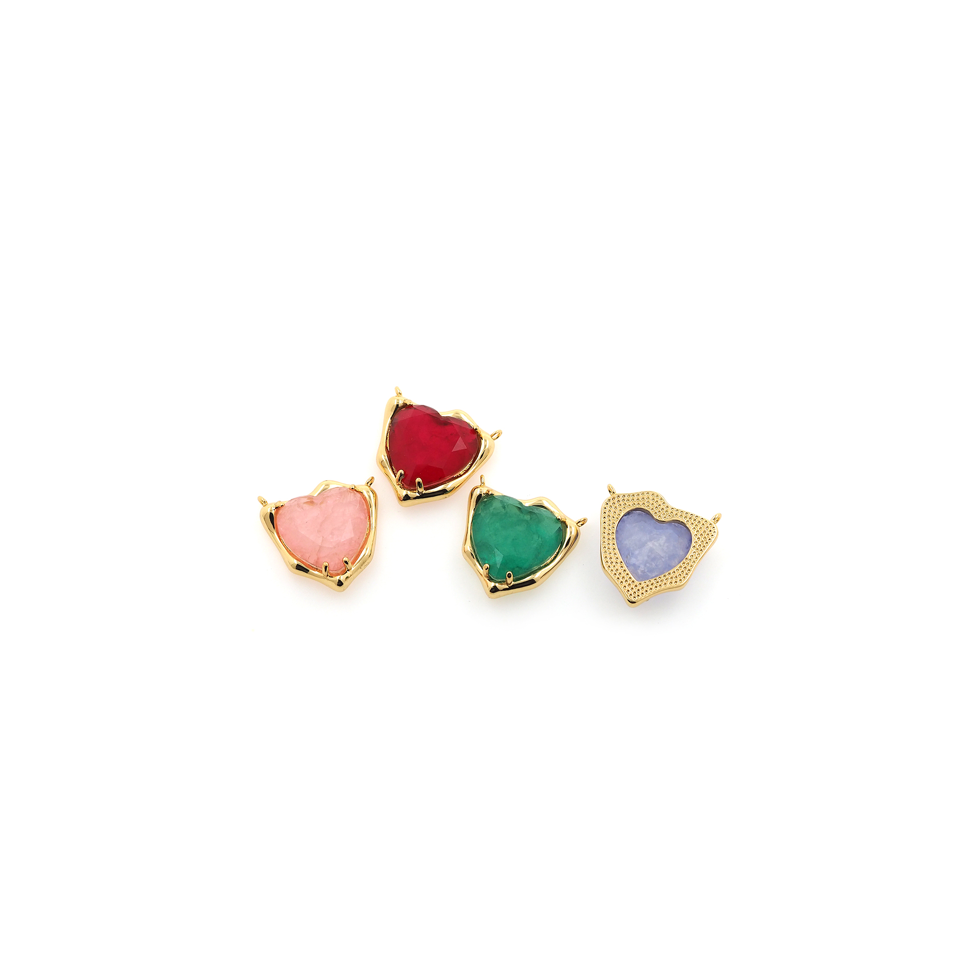 18K Gold Filled Heart Pendant,Love Heart Charm Earrings Necklace for DIY Jewelry Making Supply