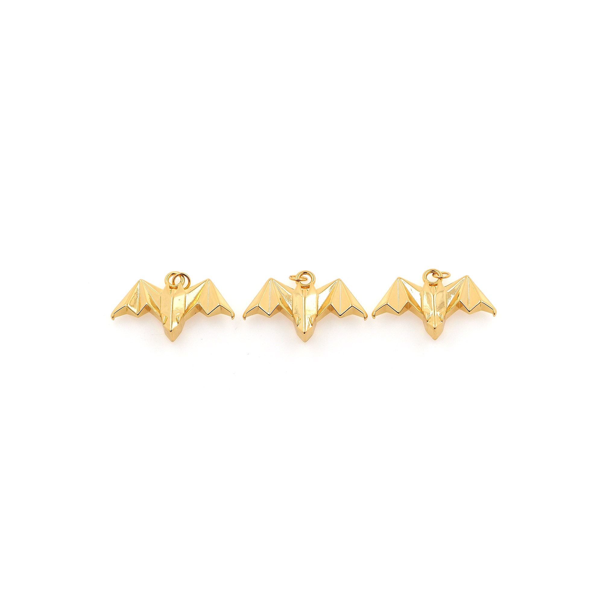 18K Gold Filled Paper Bat Pendant,Origami Charm,Bat Earrings Necklace for DIY Jewelry Making Supply
