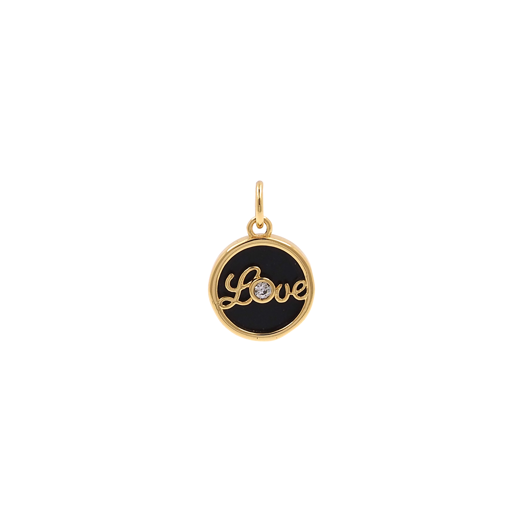 18K Gold Filled Love Pendant,Enamel Round Love Charm Earrings Necklace for DIY Jewelry Making Supply