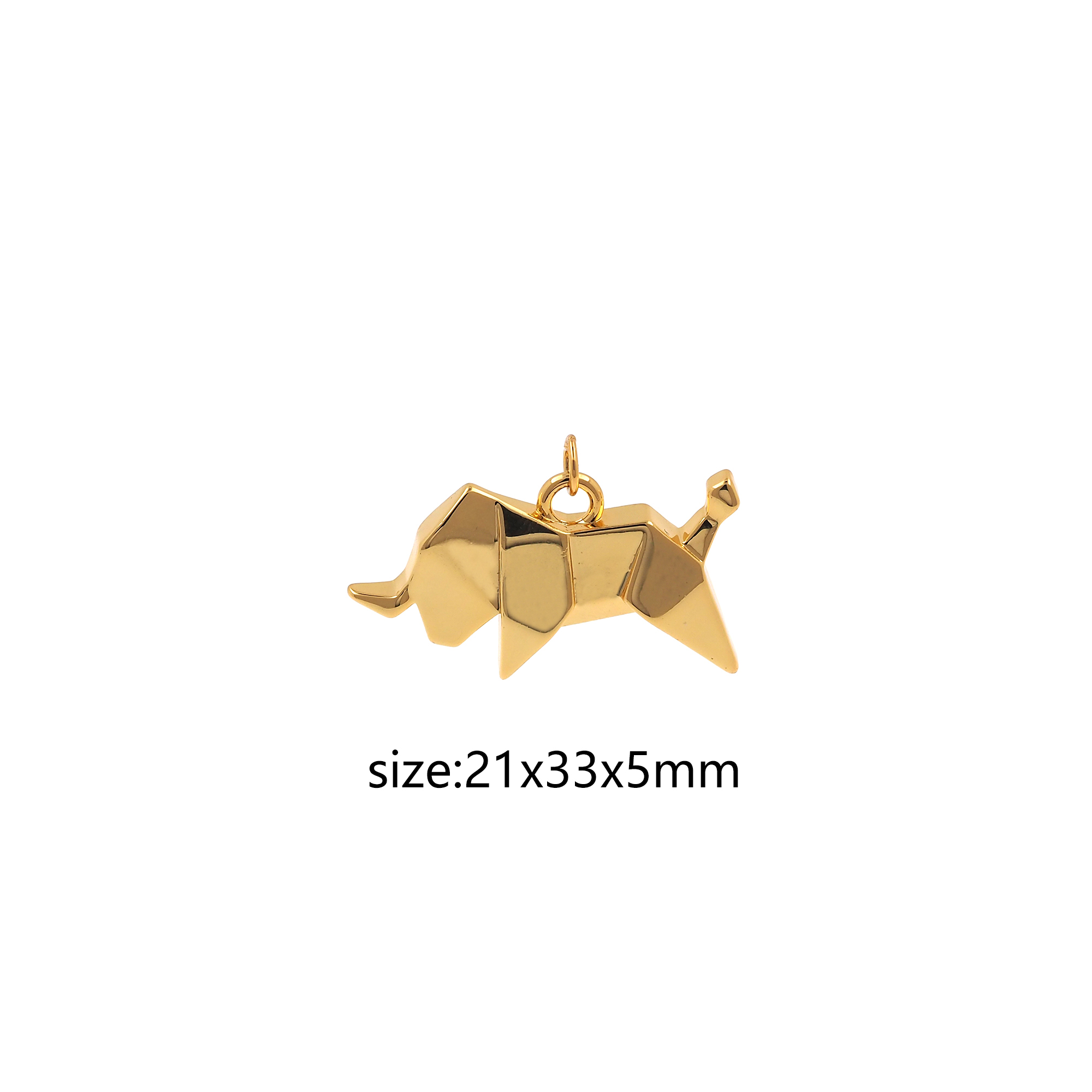 18K Gold Filled Rhino Pendant,Origami Charm,Rhino Earrings Necklace for DIY Jewelry Making Supply