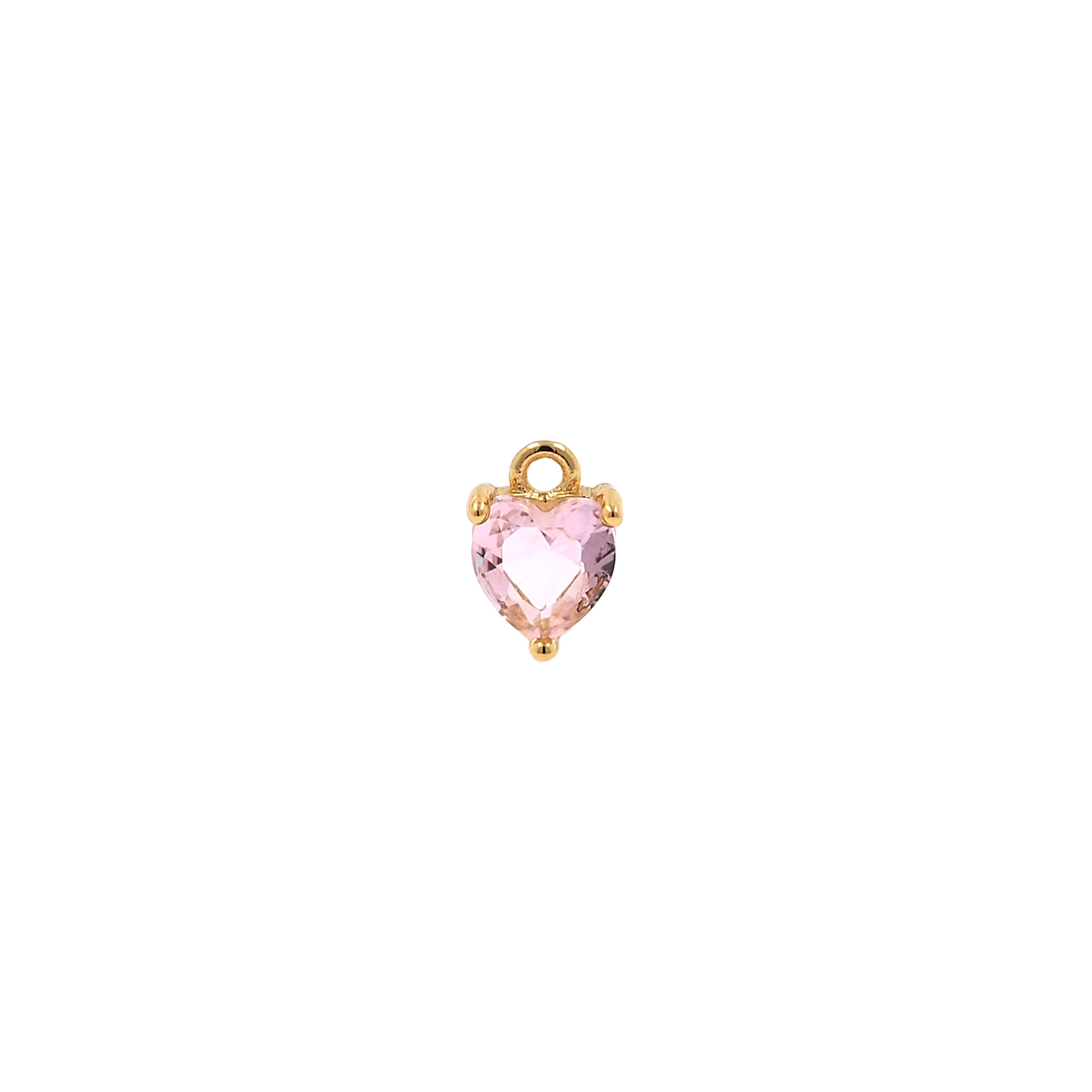 18K Gold Filled Heart Pendant,Crystal Heart Charm Earrings Necklace for DIY Jewelry Making Supply
