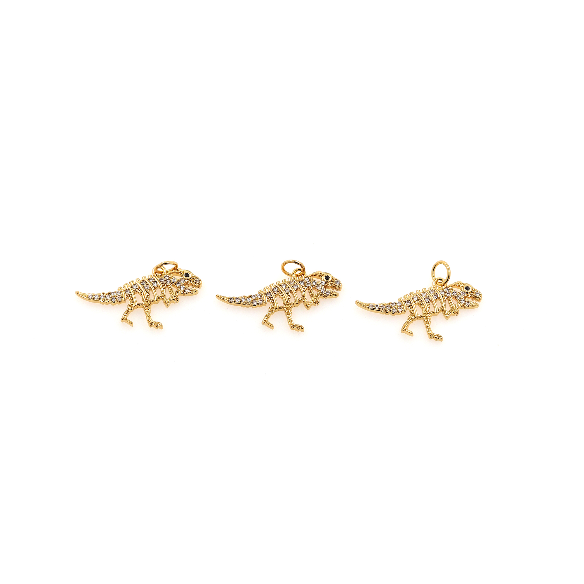18K Gold Filled Dinosaur Pendant,CZ Micro Pave Dinosaur Charm Earrings Necklace for DIY Jewelry Making Supply