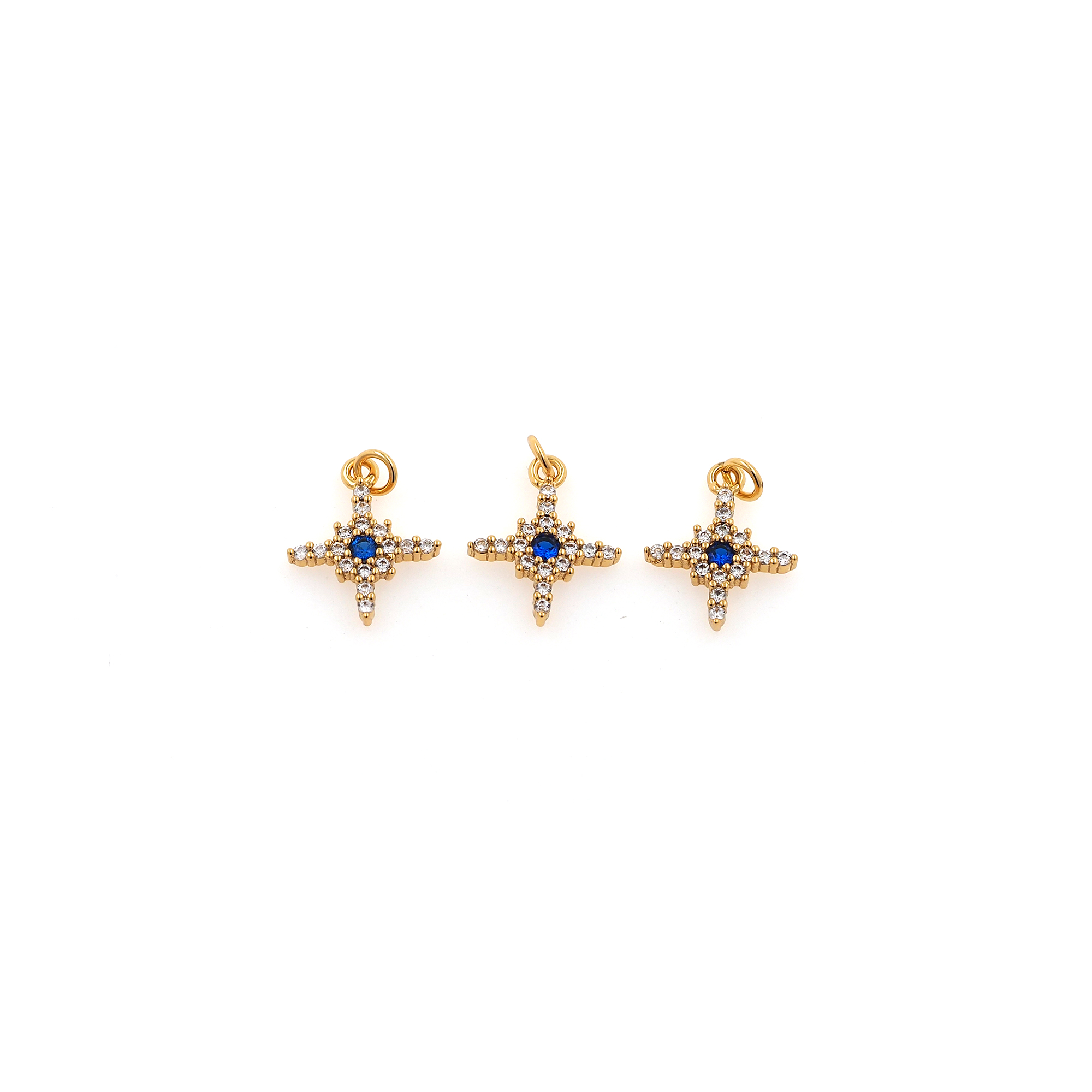 18K Gold Filled Star Pendant,CZ Micro Pave Star Charm Earrings Necklace for DIY Jewelry Making Supply