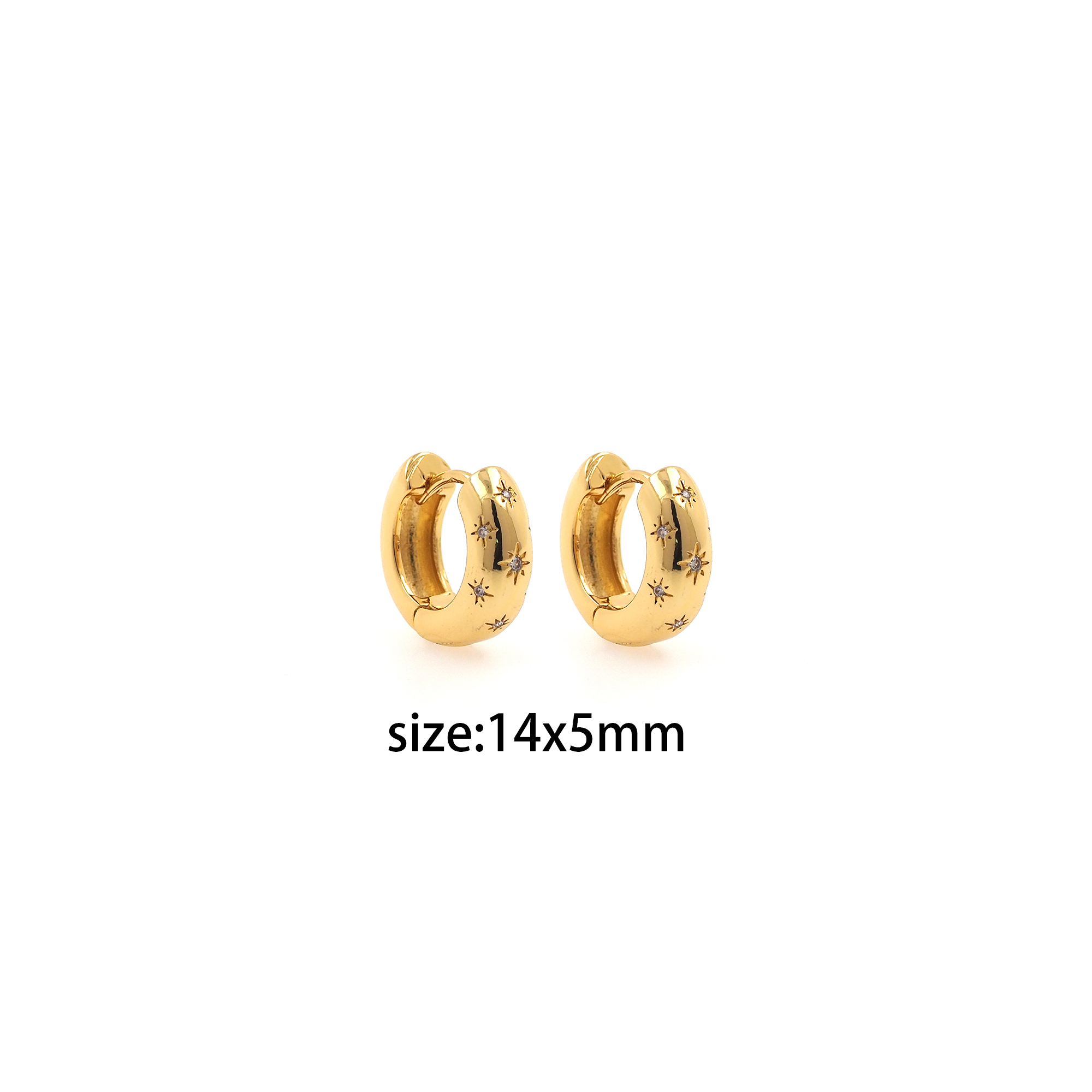 18K Gold Filled North Star Hoop Earrings,Dainty Zirconia Earrings,Gold Hoops,Dainty CZ Hoops Huggie