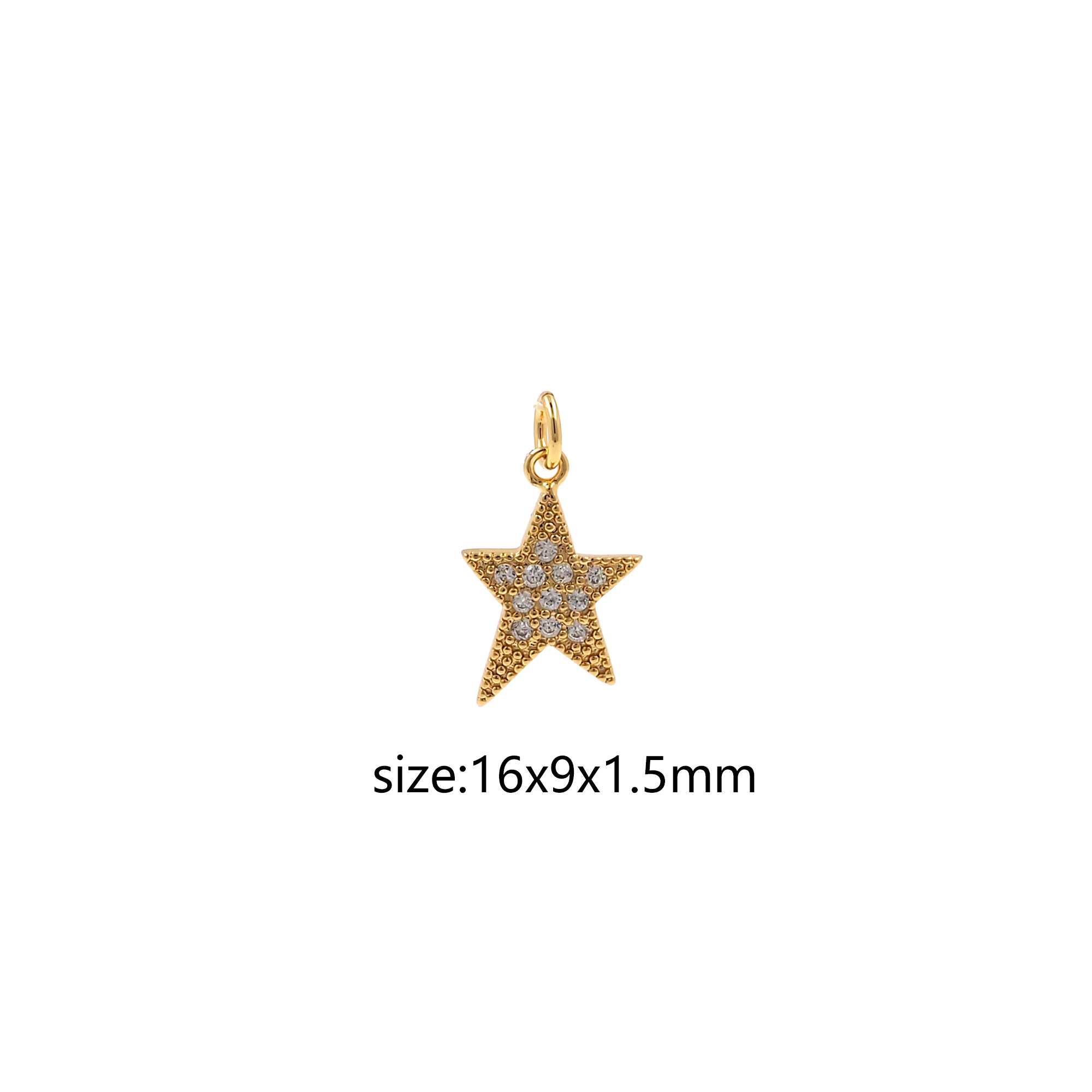 18K Gold Filled Star Pendant,CZ Micro Pave Star Charm Earrings Necklace for DIY Jewelry Making Supply