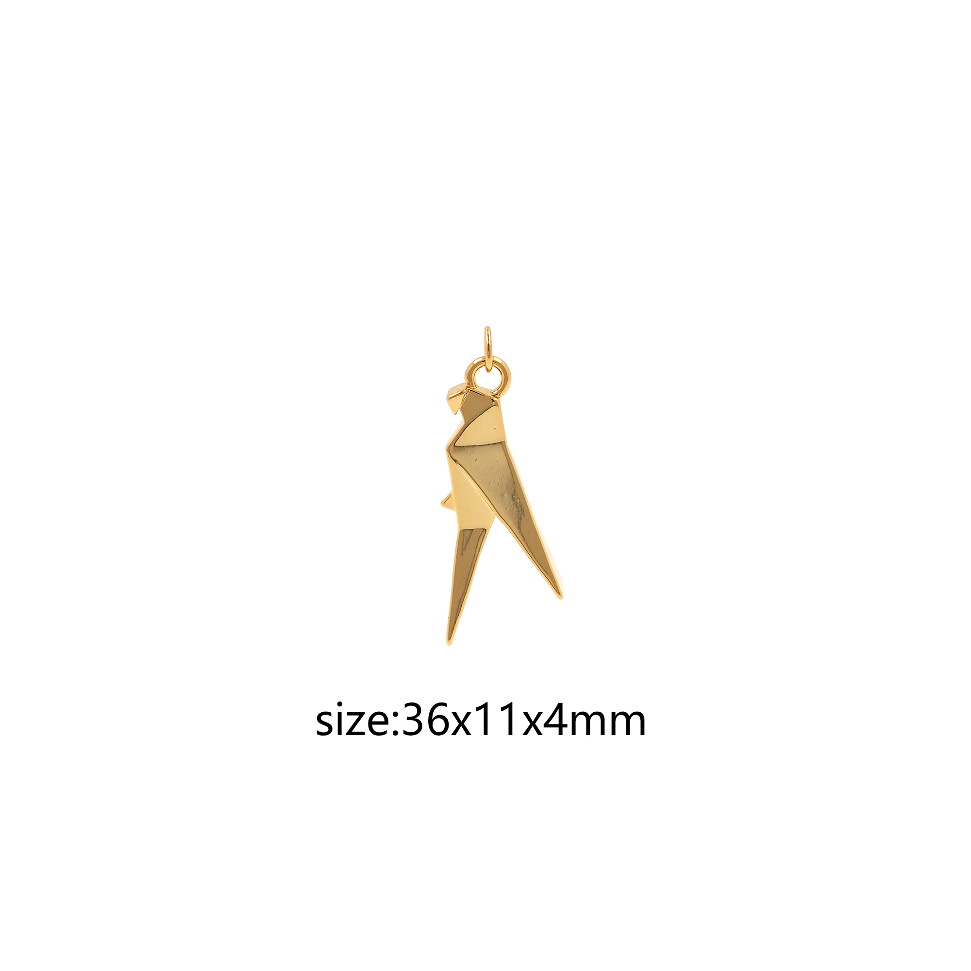 18K Gold Filled Paper Bird Pendant,Origami Charm,Bird Earrings Necklace for DIY Jewelry Making Supply