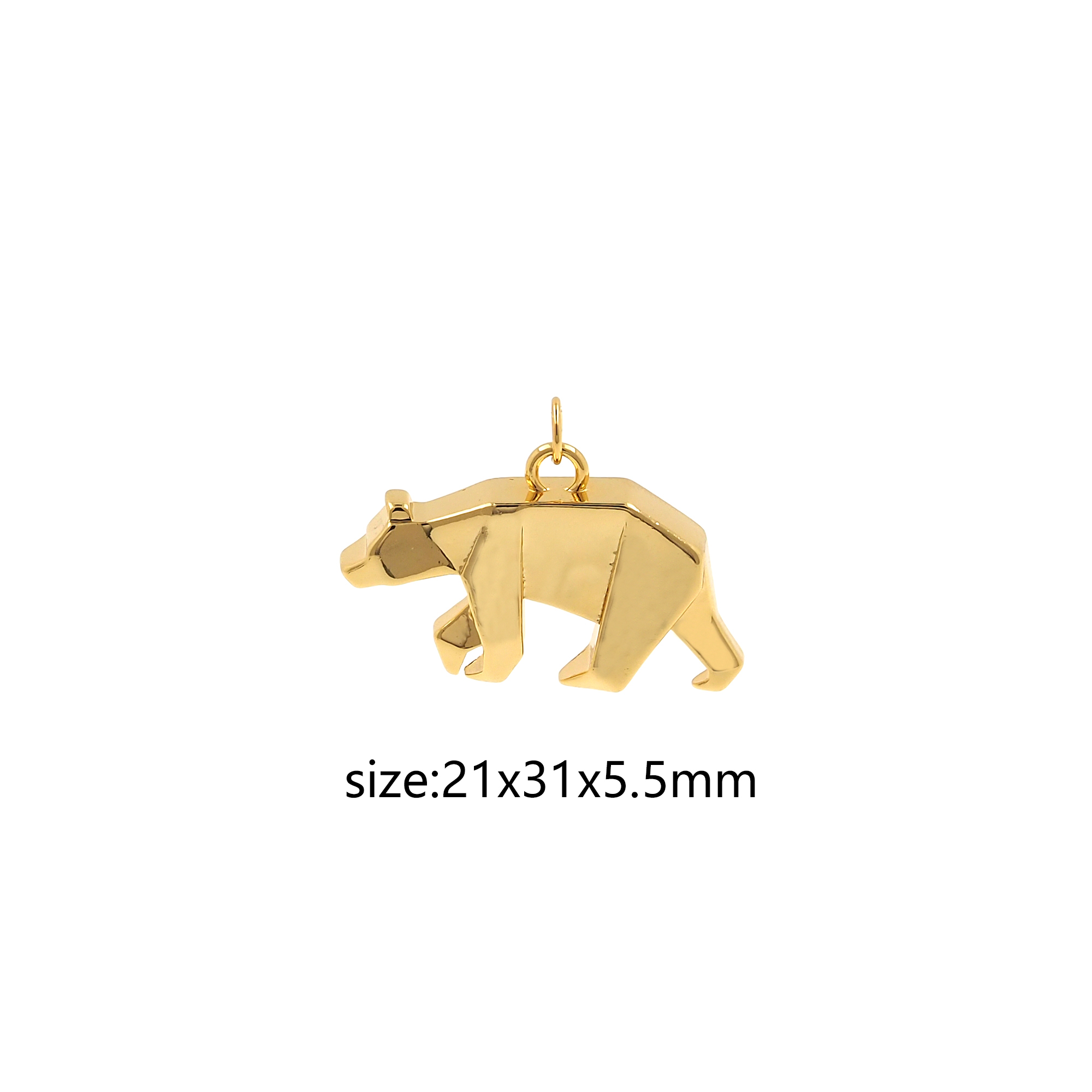 18K Gold Filled Paper Bear Pendant,Origami Charm,Bear Earrings Necklace for DIY Jewelry Making Supply