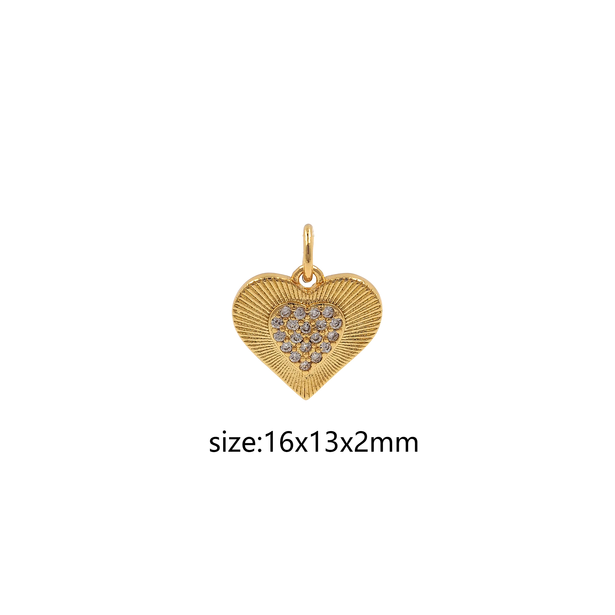 18K Gold Filled Heart Pendant,CZ Micro Pave Heart Charm Earrings Necklace for DIY Jewelry Making Supply
