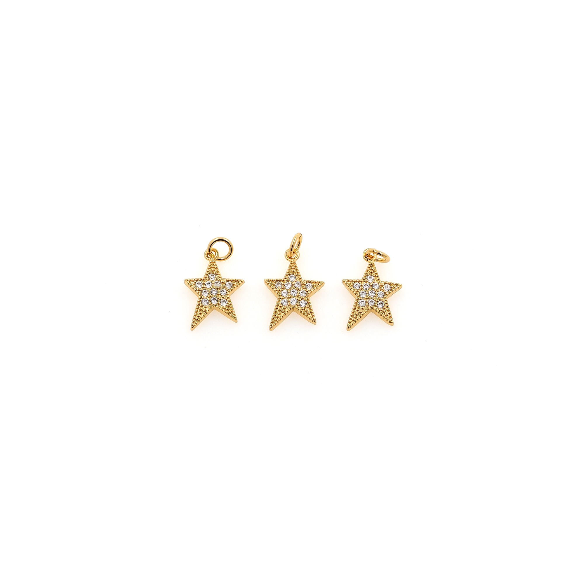 18K Gold Filled Star Pendant,CZ Micro Pave Star Charm Earrings Necklace for DIY Jewelry Making Supply