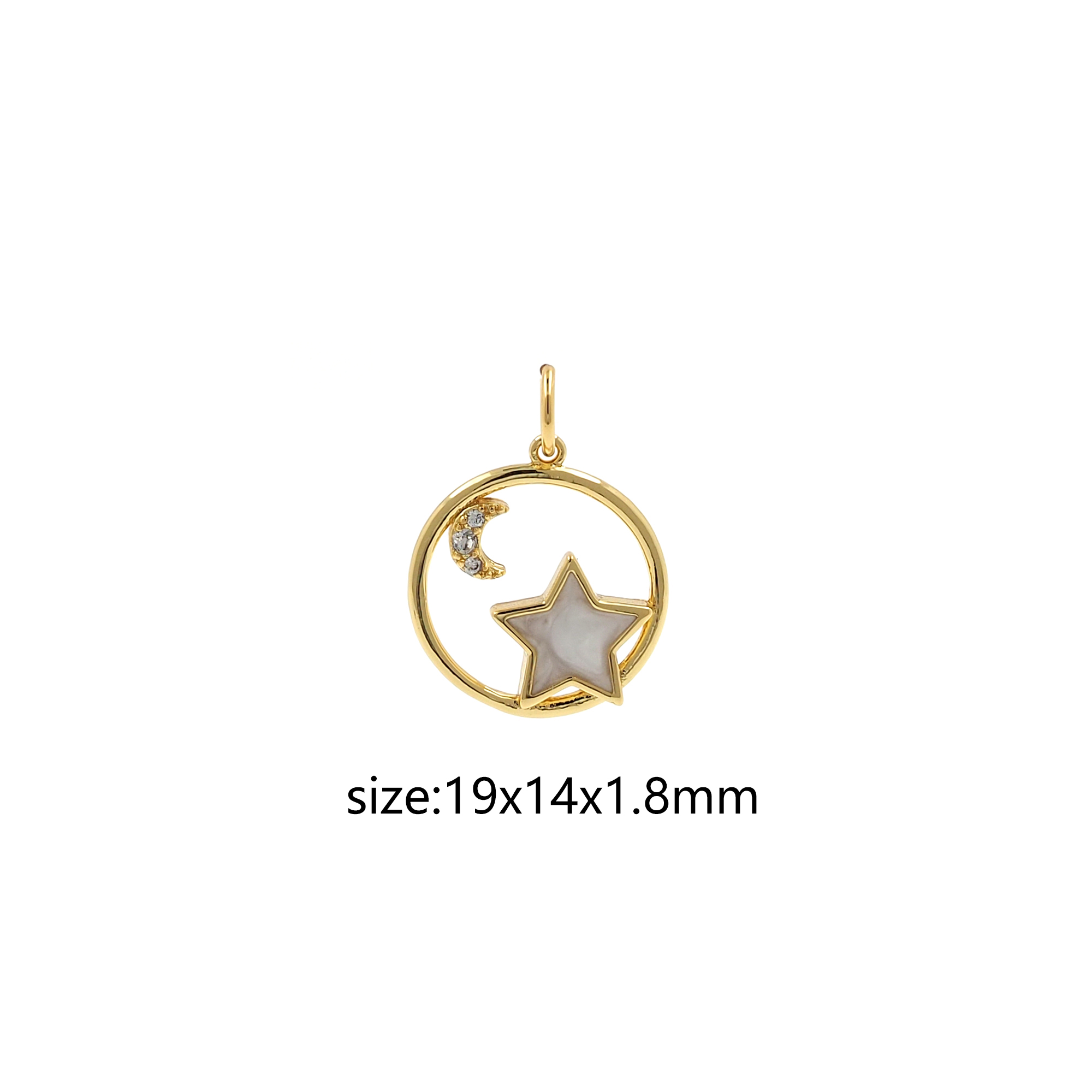 18K Gold Filled Star Pendant,Enamel Celestial Charm Earrings Necklace for DIY Jewelry Making Supply