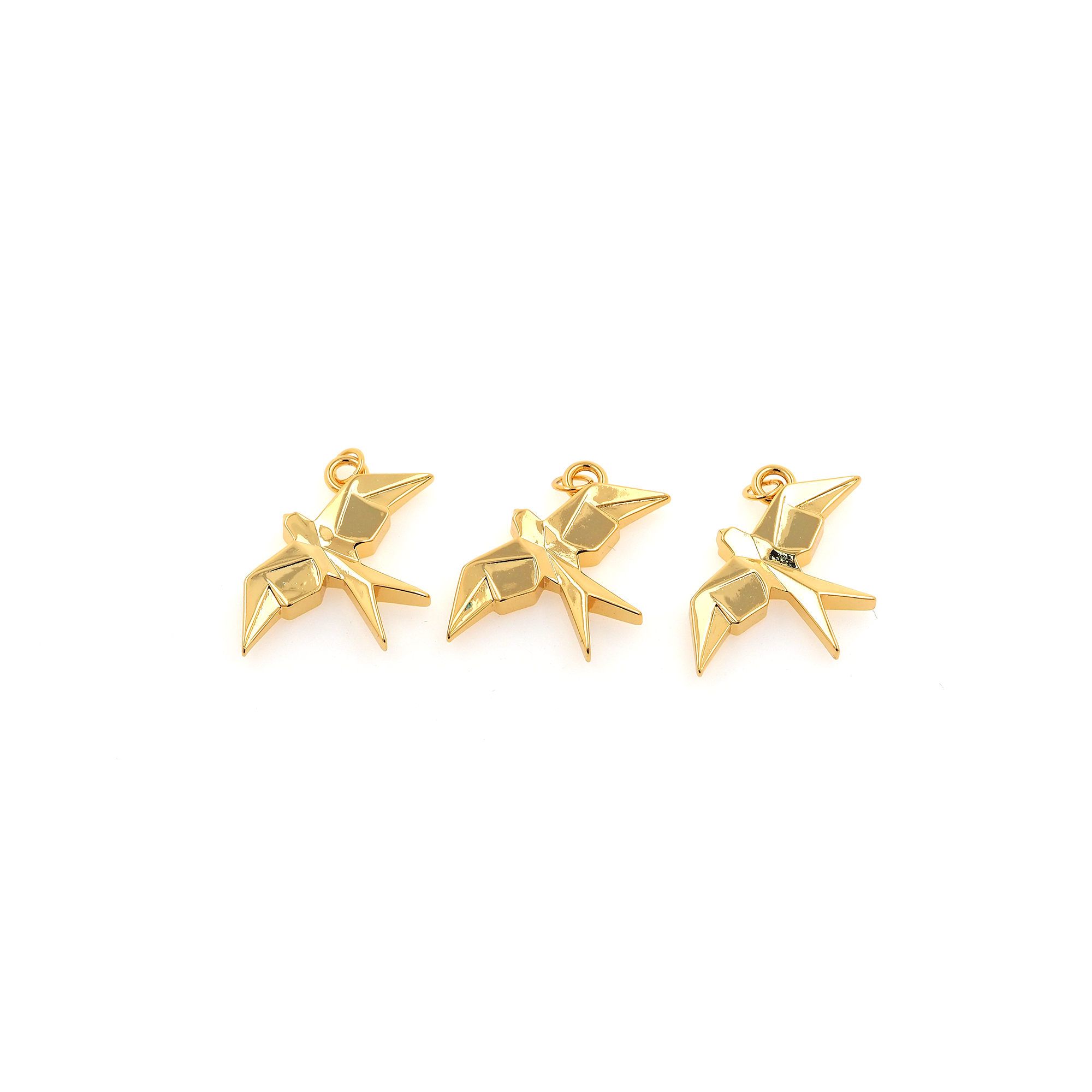 18K Gold Filled Paper Bird Pendant,Origami Charm,Bird Earrings Necklace for DIY Jewelry Making Supply