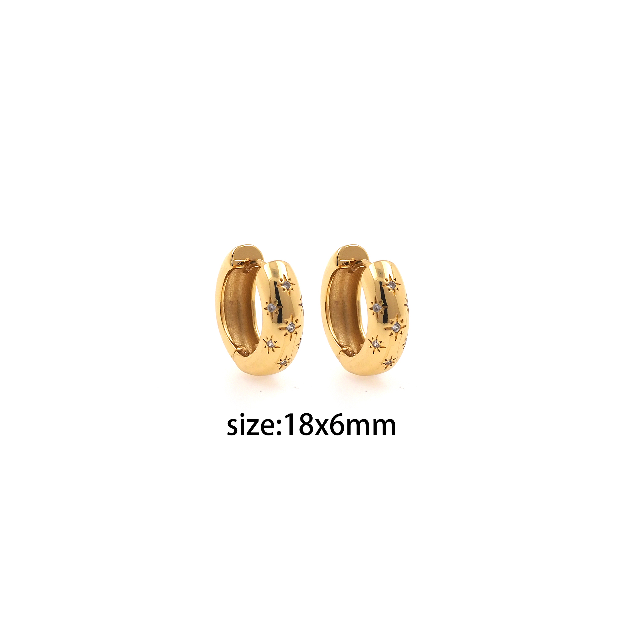 18K Gold Filled North Star Hoop Earrings,Dainty Zirconia Earrings,Gold Hoops,Dainty CZ Hoops Huggie