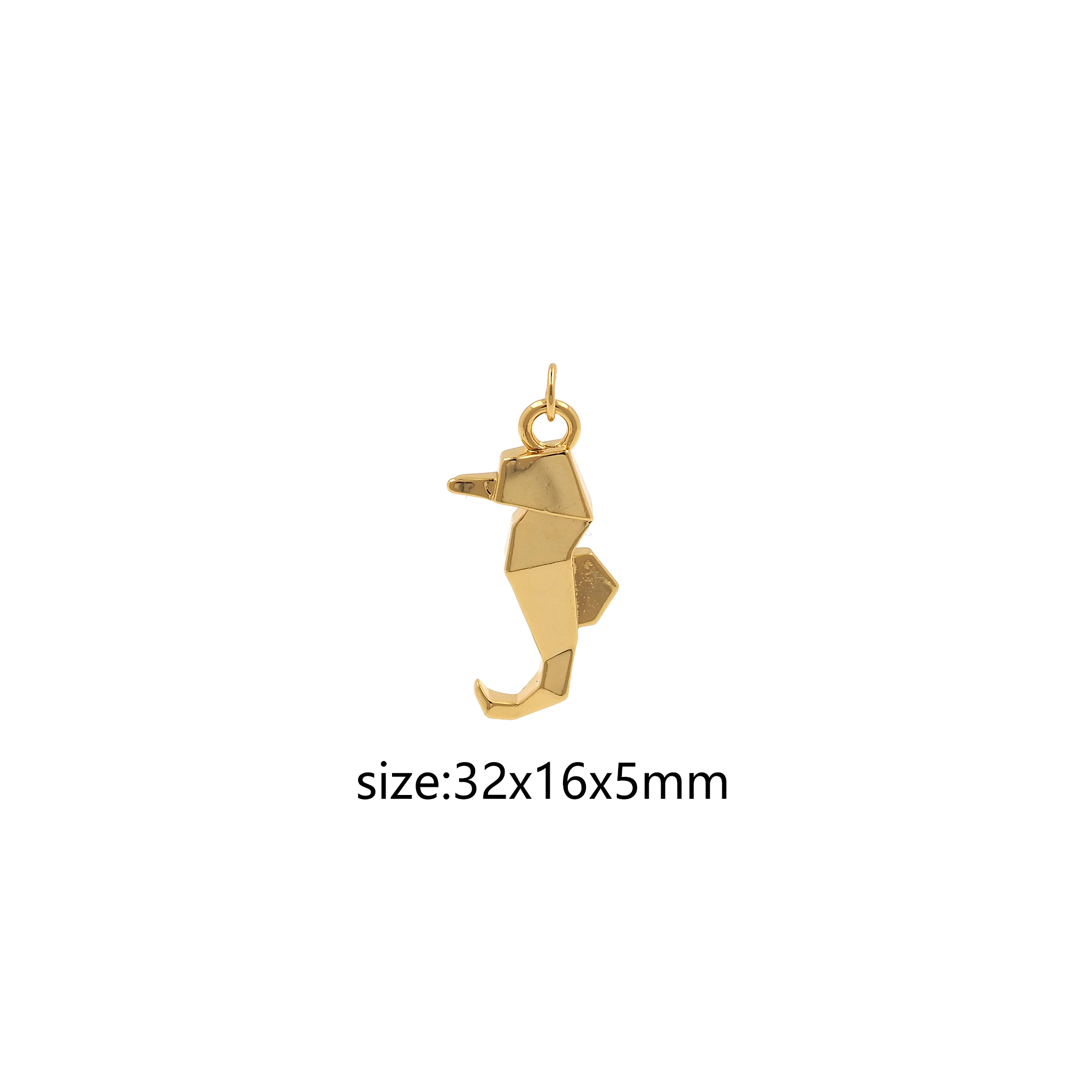 18K Gold Filled Seahorse Pendant,Origami Charm,Seahorse Earrings Necklace for DIY Jewelry Making Supply