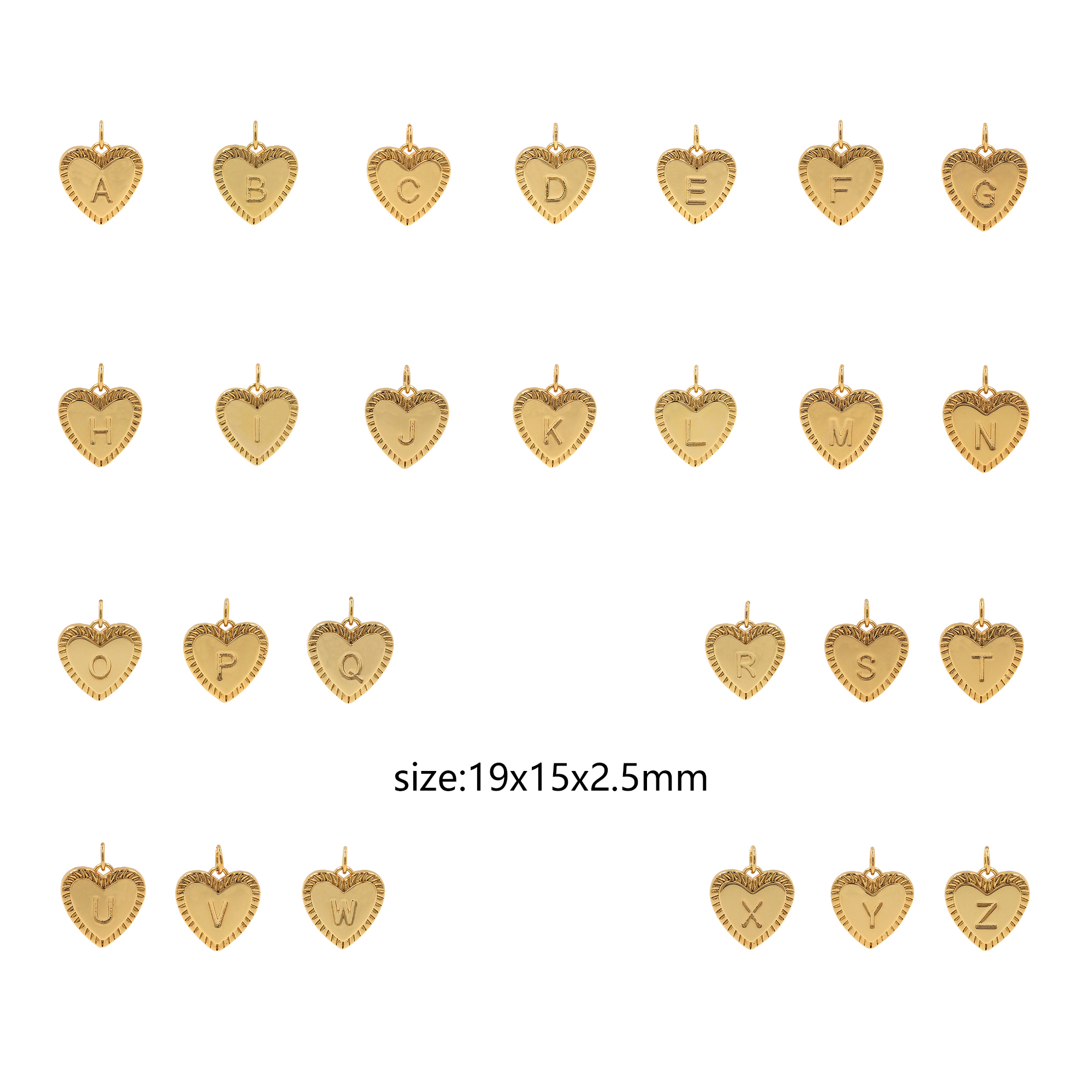 18K Gold Filled Initial Pendant,Heart Letter Charm Earrings Necklace for DIY Jewelry Making Supply