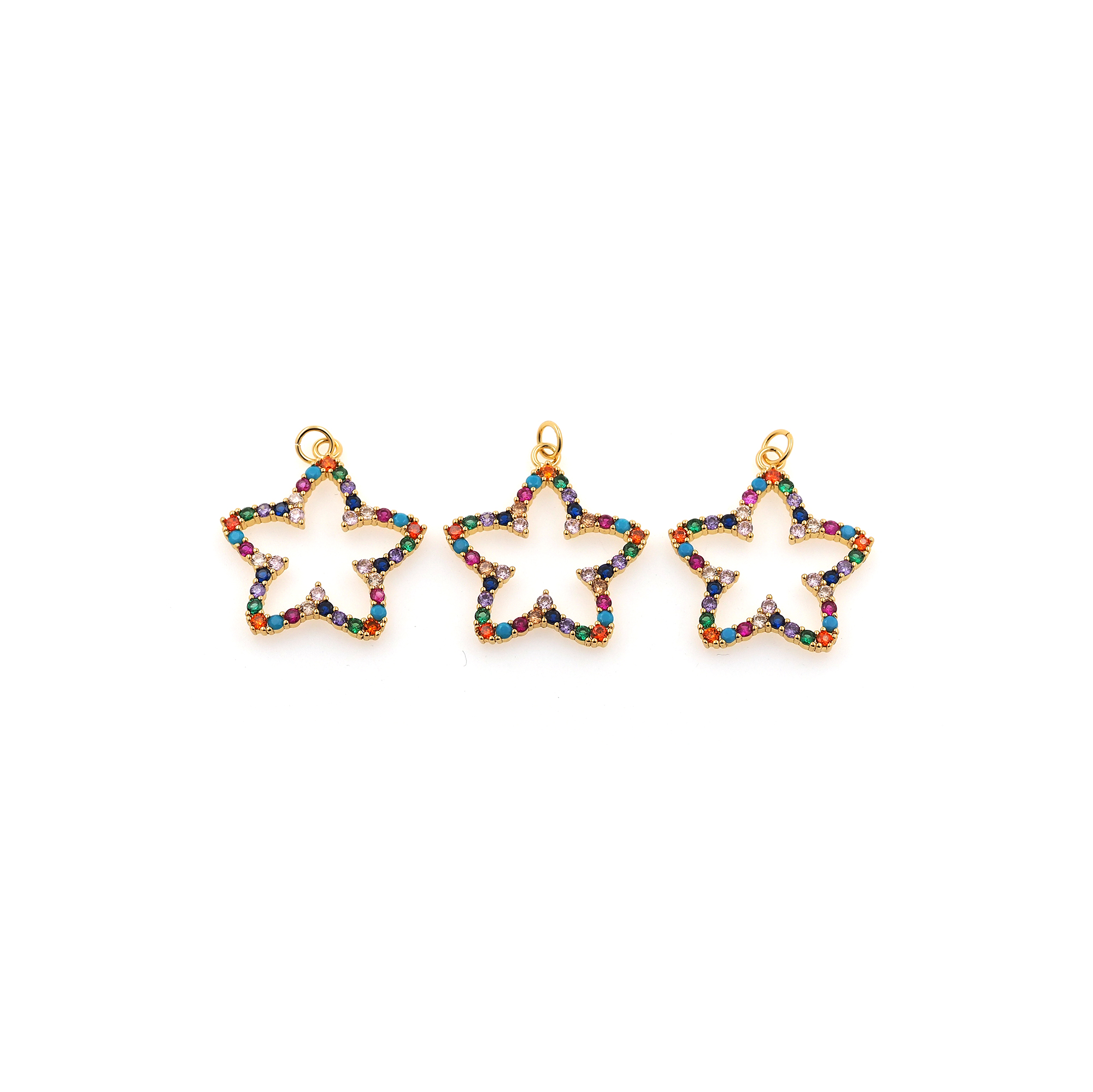 18K Gold Filled Star Pendant,Celestial Charm Earrings Necklace for DIY Jewelry Making Supply
