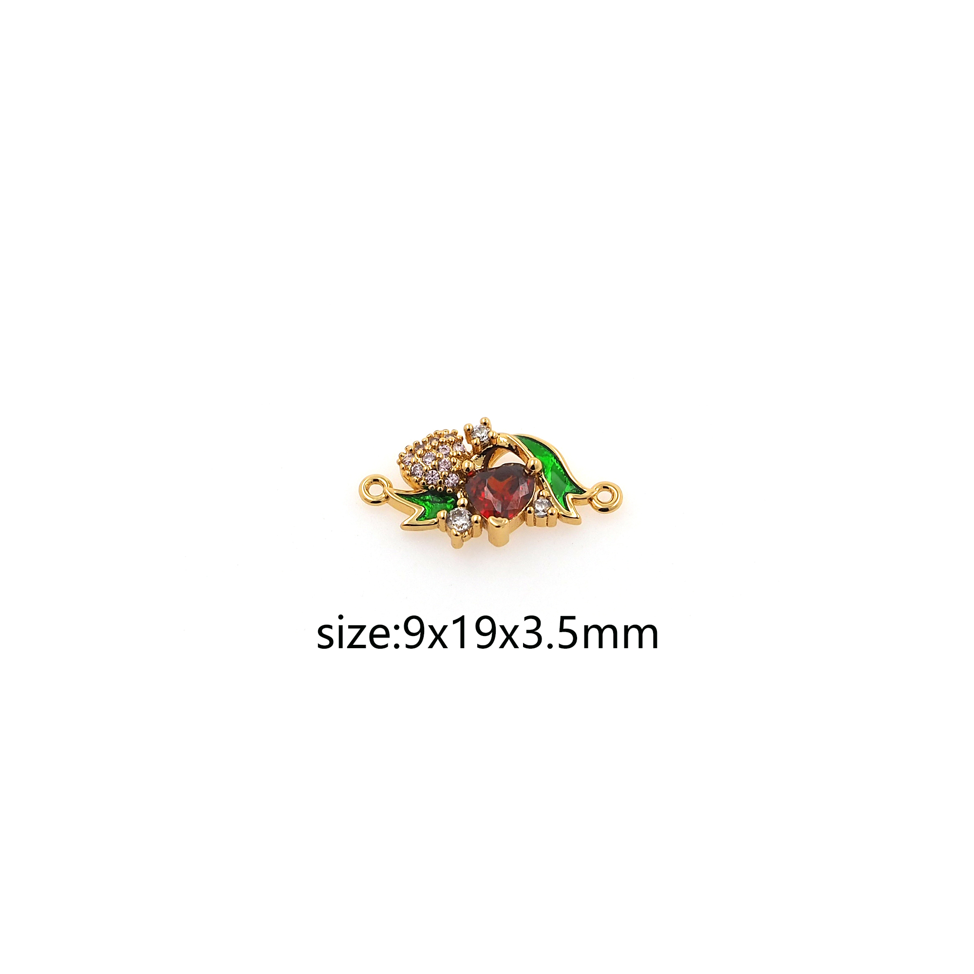 18K Gold Filled Heart Connector,CZ Micro Pave Heart Charm Necklace Bracelet for DIY Jewelry Making Supply