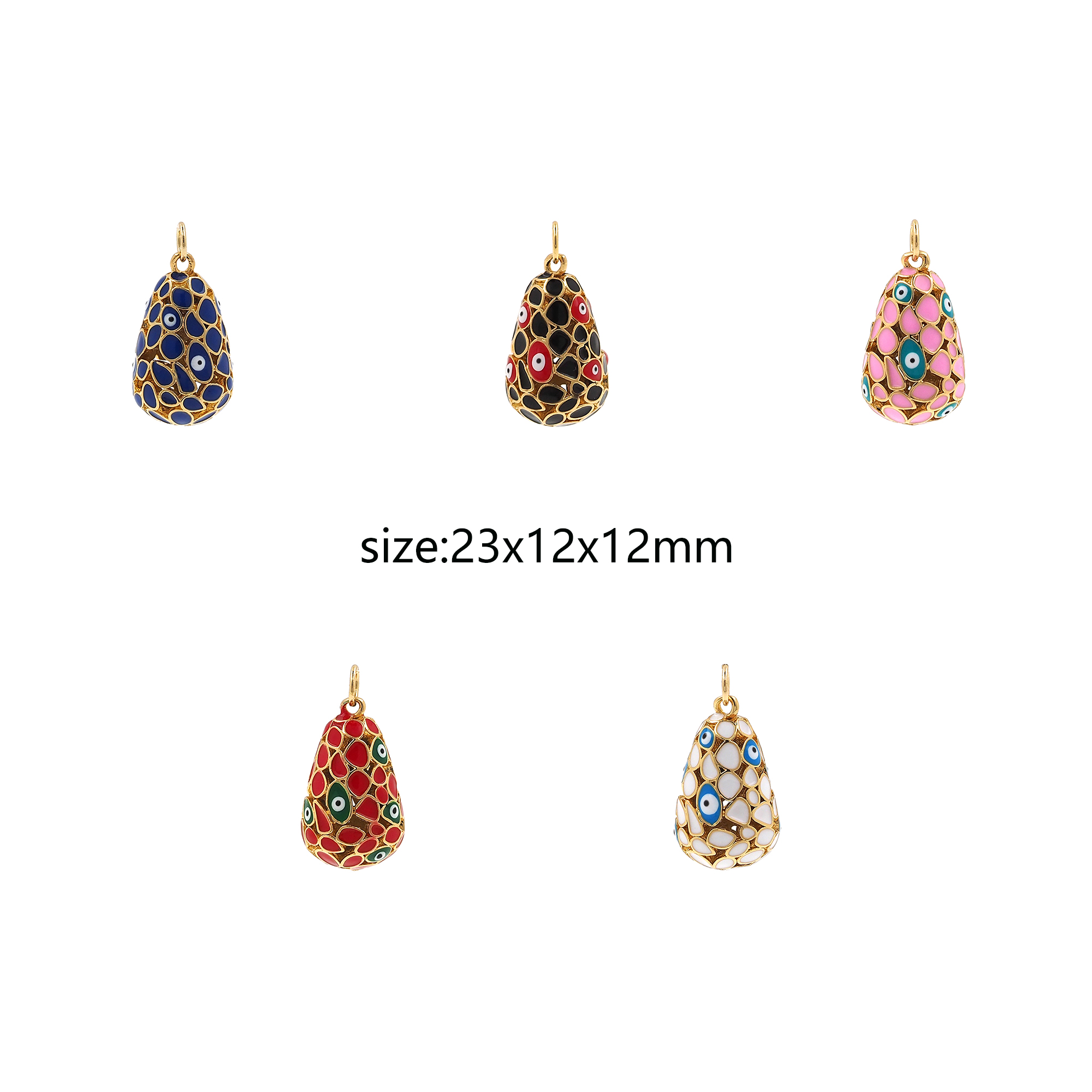 18K Gold Filled Evil Eye Pendant,Ball Charm,Enamel Evil Eye Earrings Necklace for DIY Jewelry Making Supply