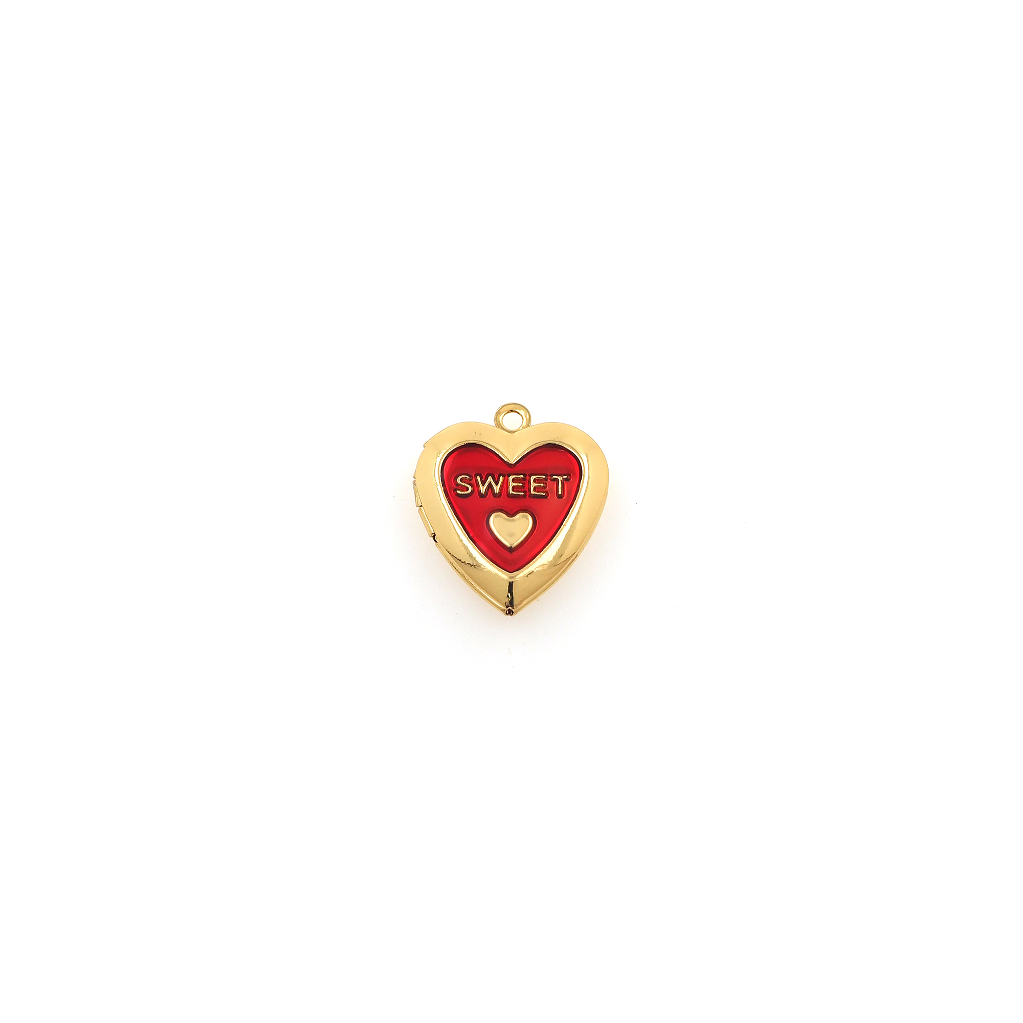 18K Gold Filled Heart Pendant,Enamel Heart Charm Earrings Necklace for DIY Jewelry Making Supply
