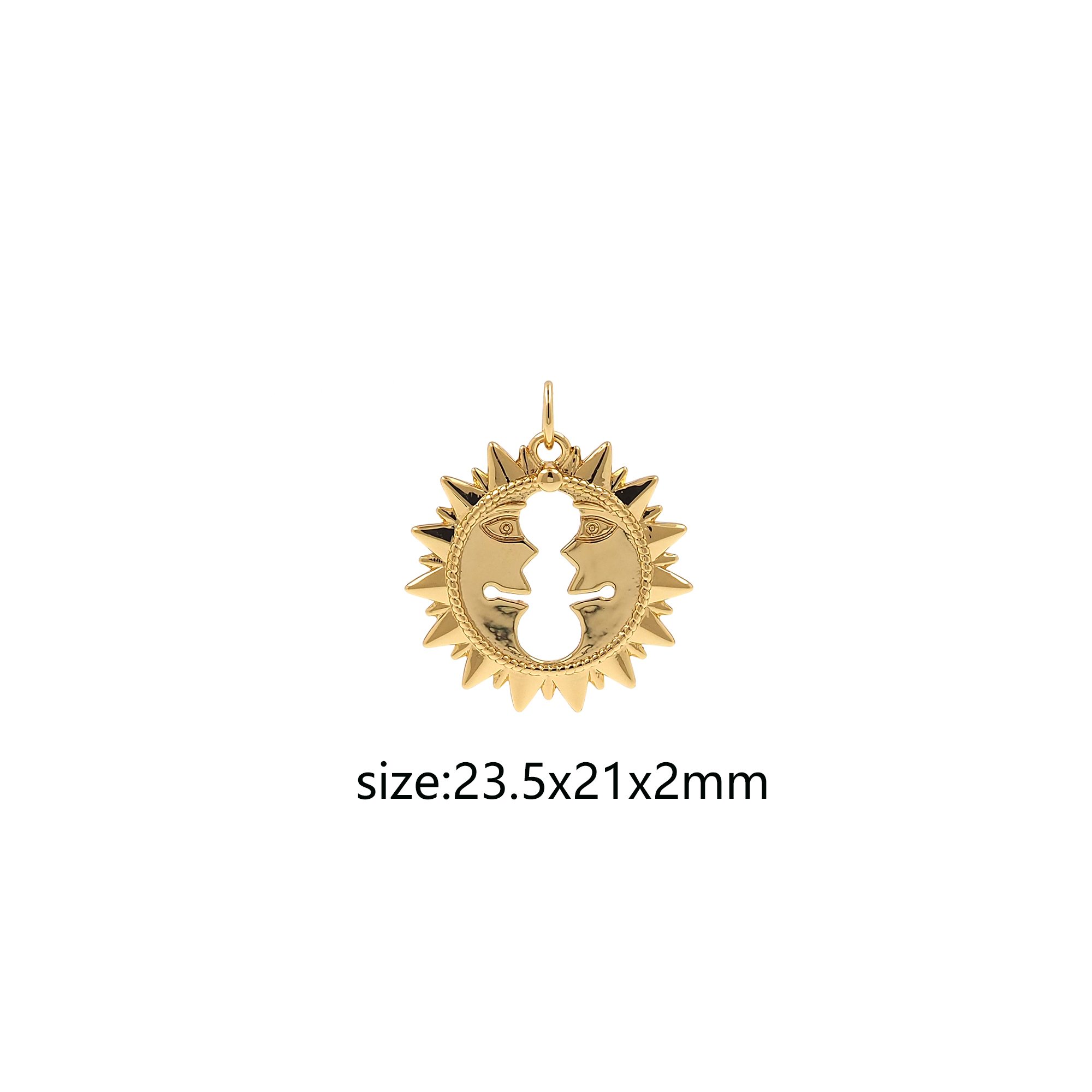 18K Gold Filled Sun Pendant,Celestial Charm Earrings Necklace for DIY Jewelry Making Supply