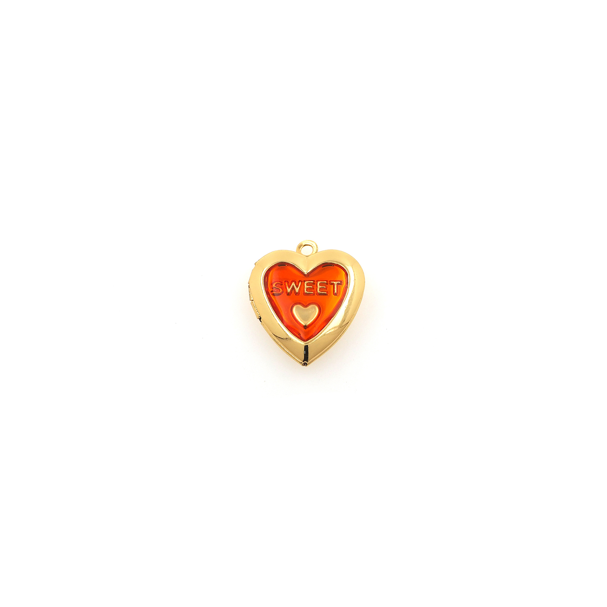 18K Gold Filled Heart Pendant,Enamel Heart Charm Earrings Necklace for DIY Jewelry Making Supply