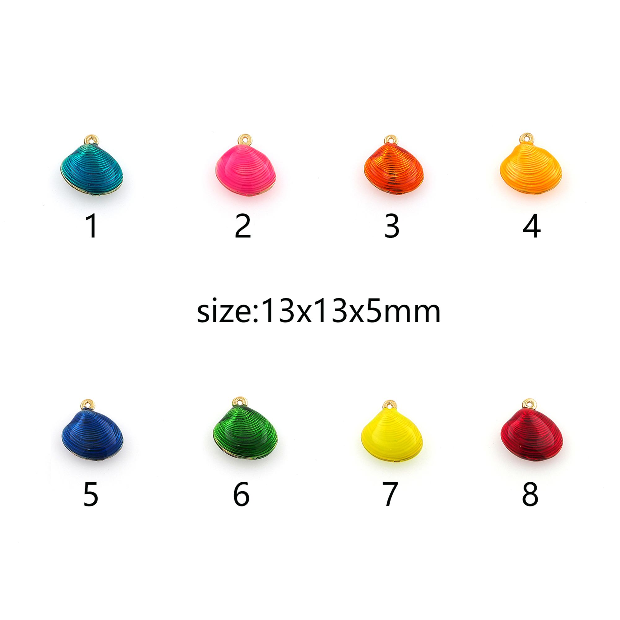 18K Gold Filled Shell Pendant,Enamel Shell Charm Earrings Necklace for DIY Jewelry Making Supply