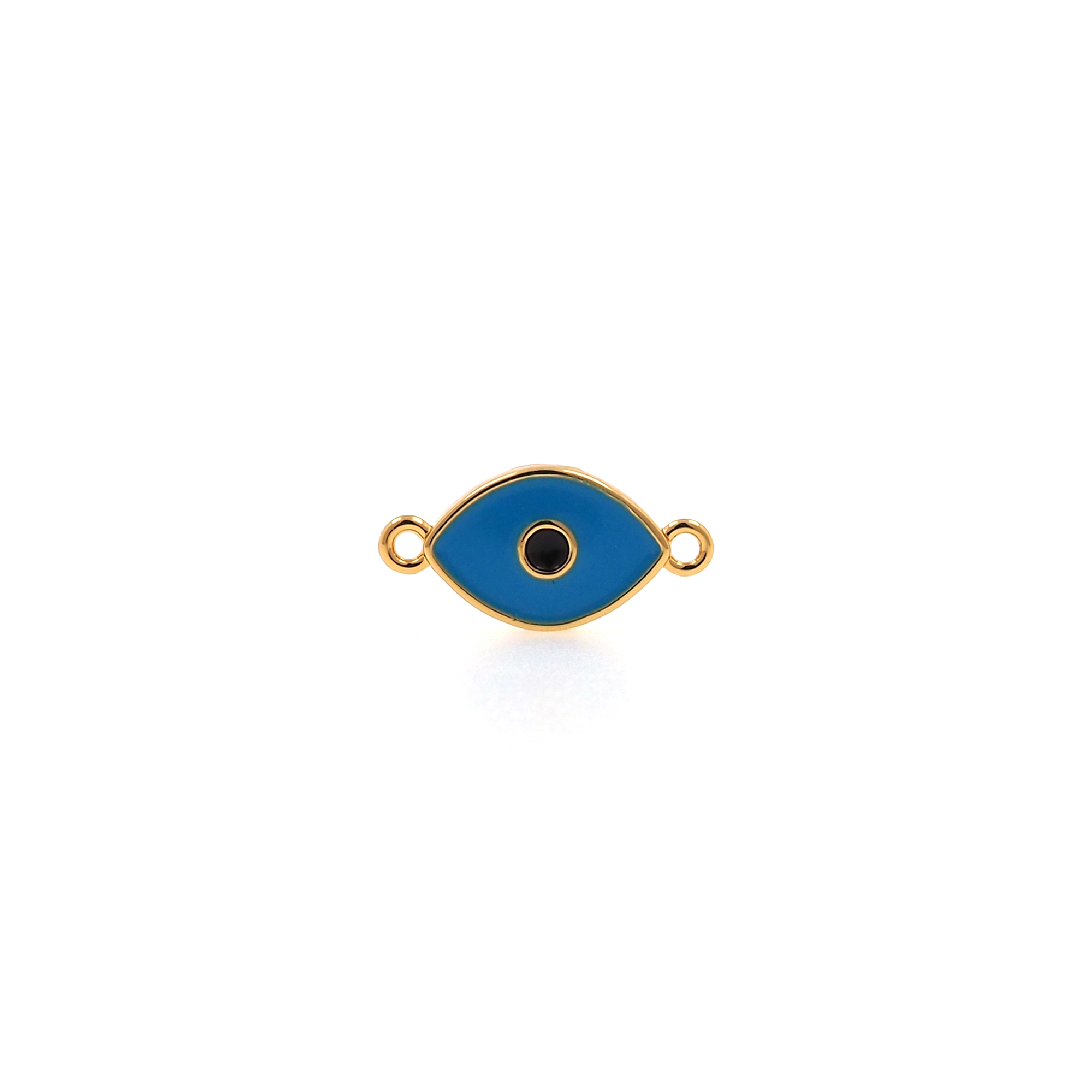 18K Gold Filled Evil Eye Connector,Enamel Amulet Charm Necklace Bracelet for DIY Jewelry Making Supply