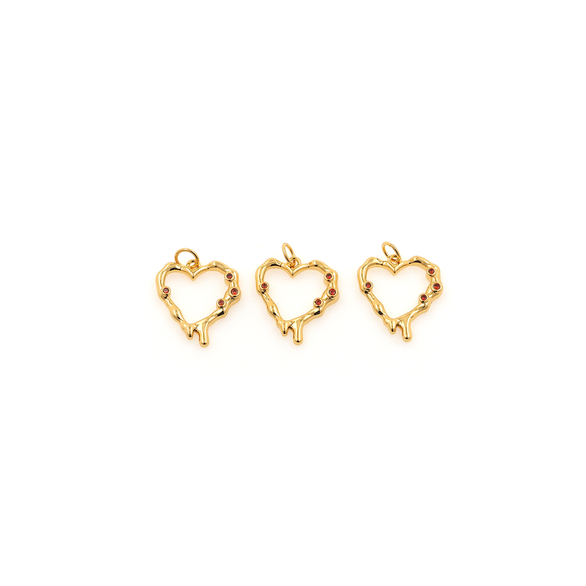 18K Gold Filled Heart Pendant,Dainty Heart Charm Earrings Necklace for DIY Jewelry Making Supply